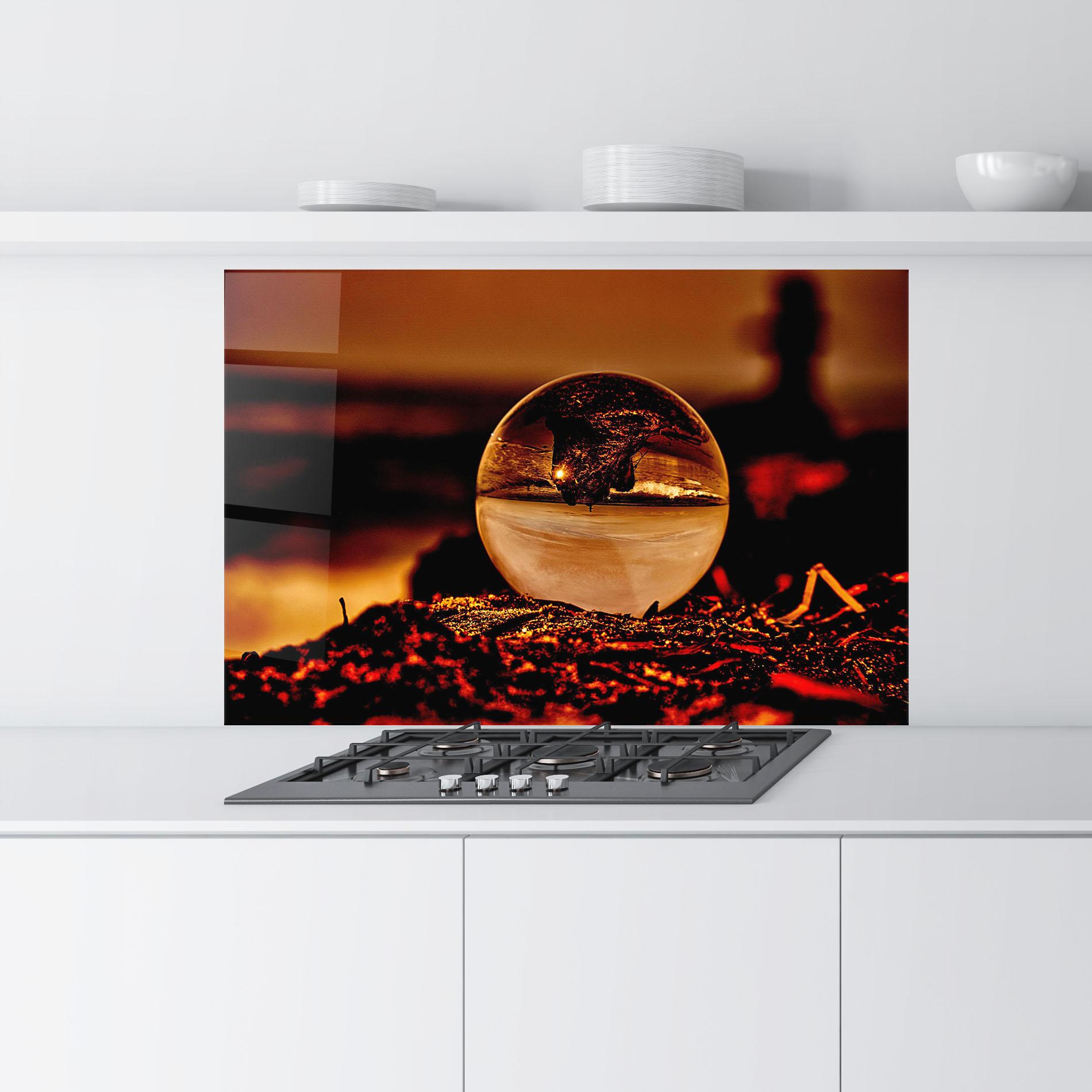 Panou Sticla Bucatarie Fire Glass Ball mockup 9