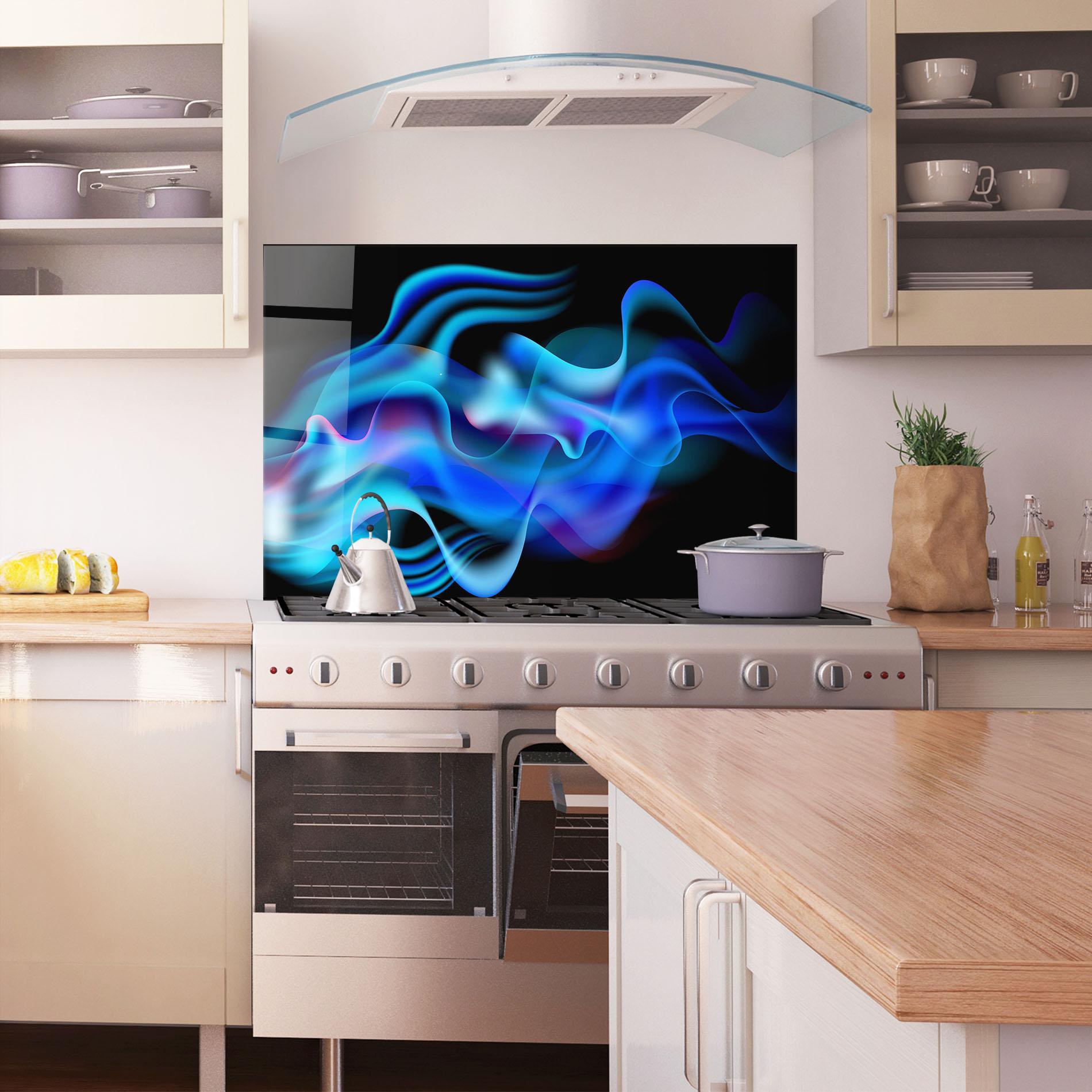 Panou Sticla Bucatarie Blue Fire mockup 1