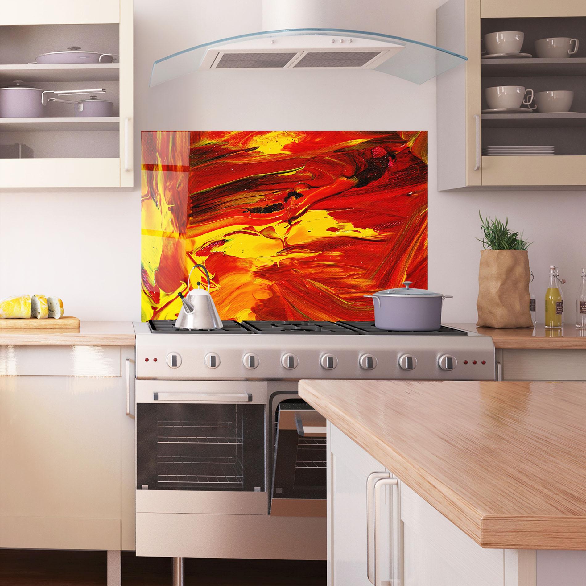 Panou Sticla Bucatarie Fire Painting mockup 1