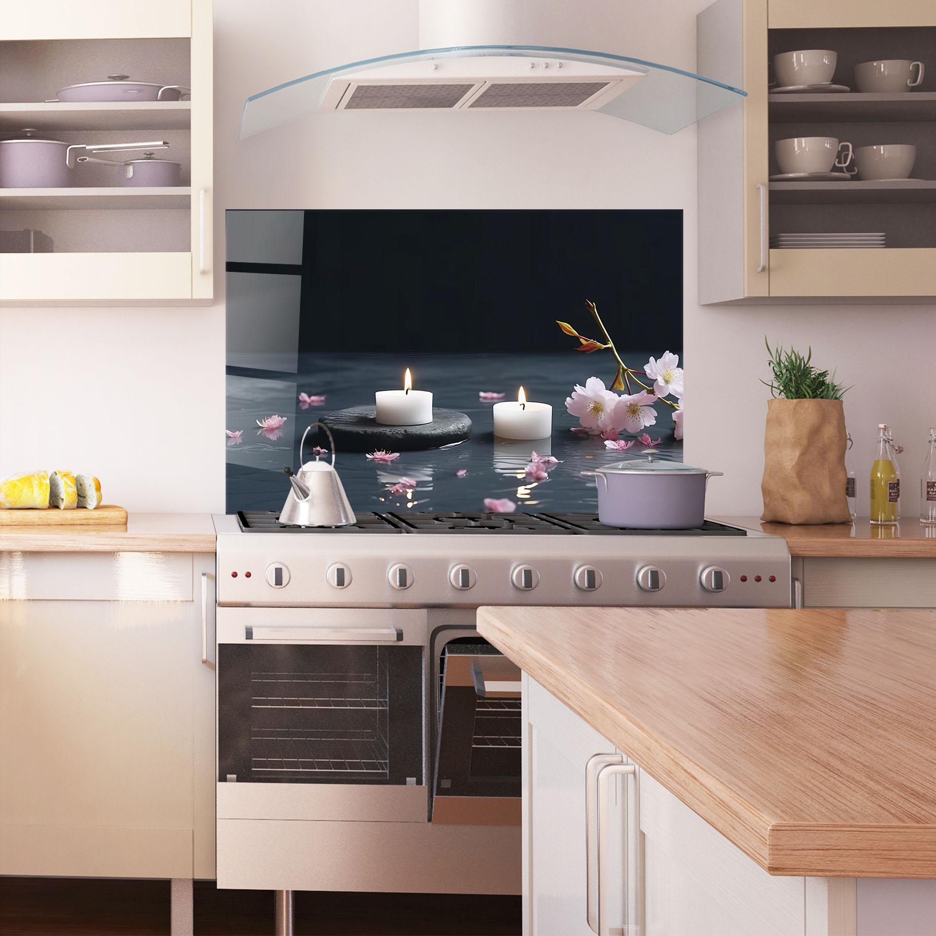 Panou Sticla Bucatarie Spa White Candle mockup 1