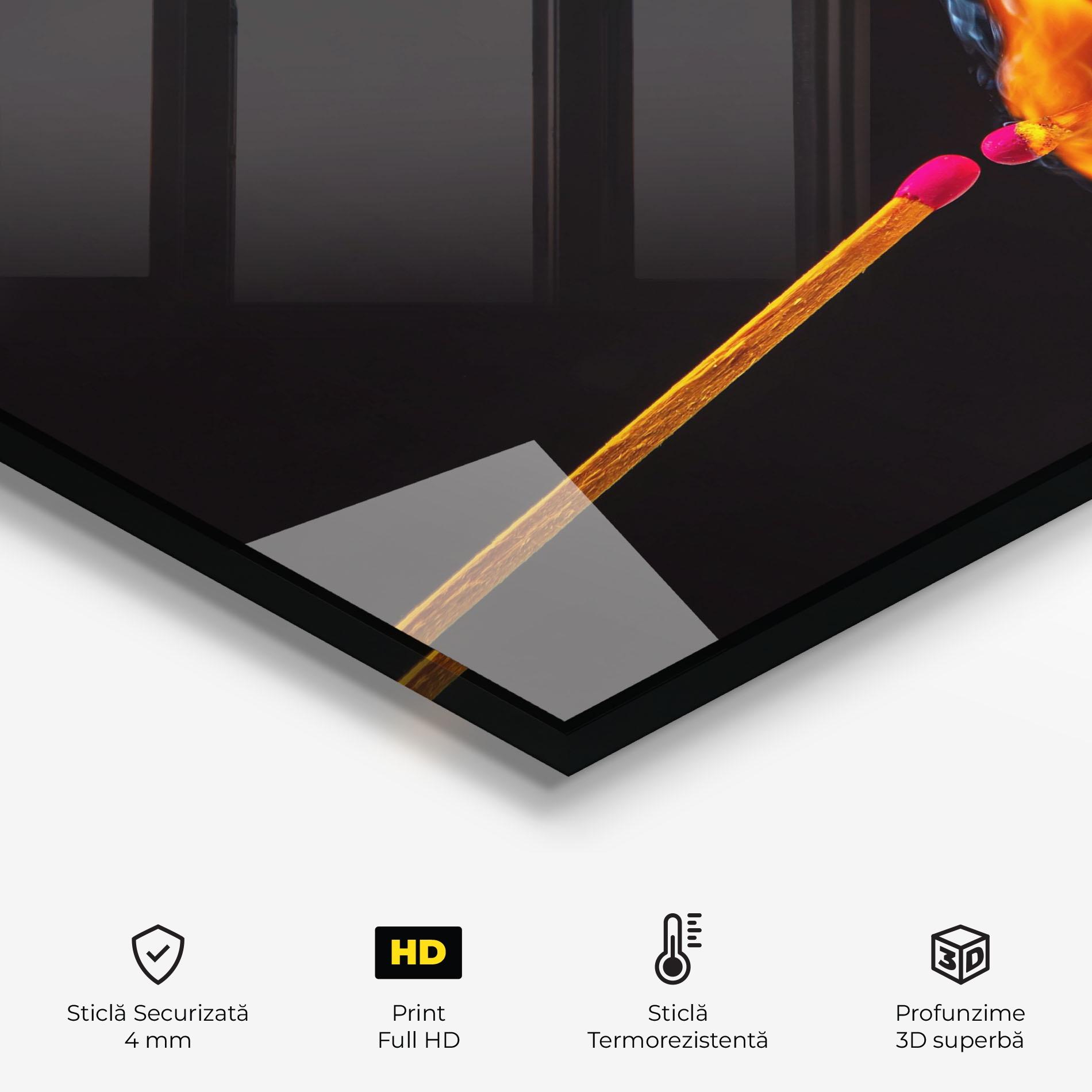 Panou Sticla Bucatarie Burning Smoking Match mockup 2