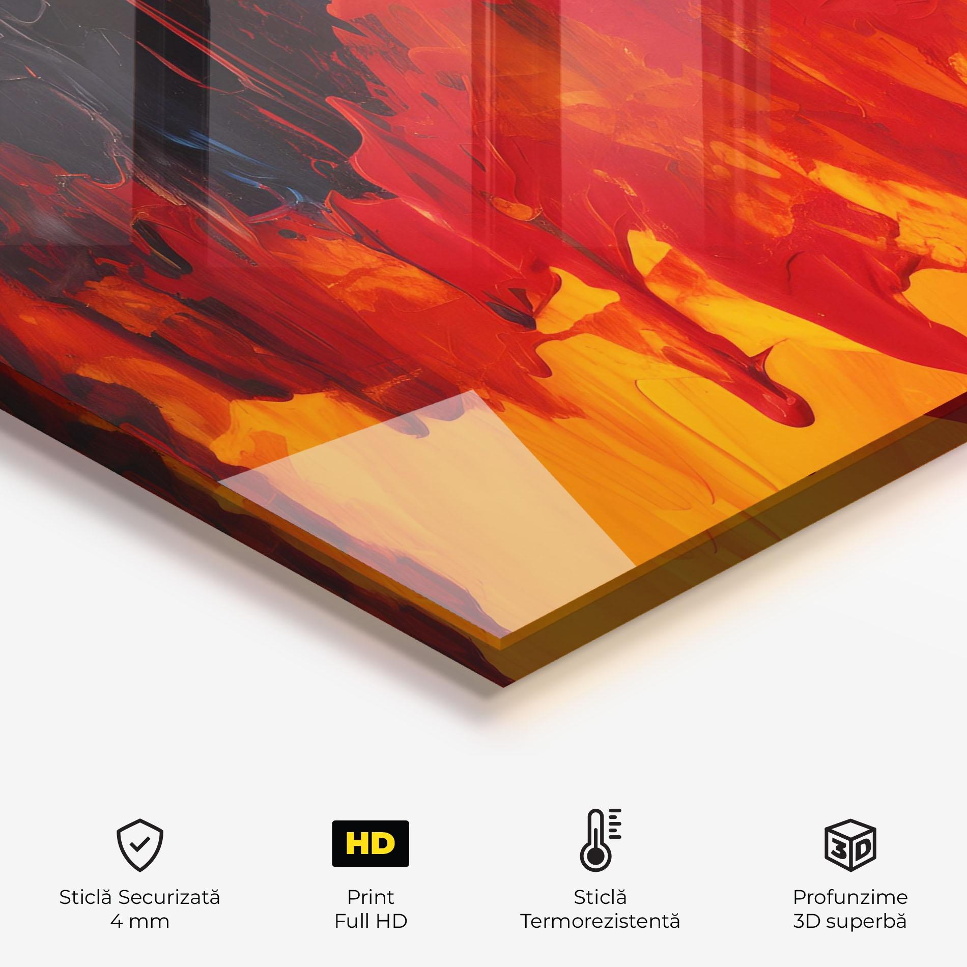 Panou Sticla Bucatarie Colorful Fire Art mockup 2