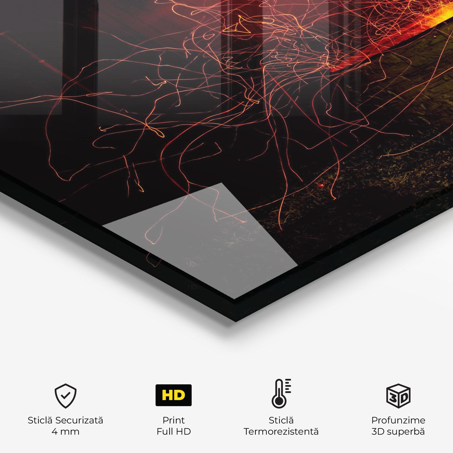 Panou Sticla Bucatarie Fire Drawing Effect mockup 2