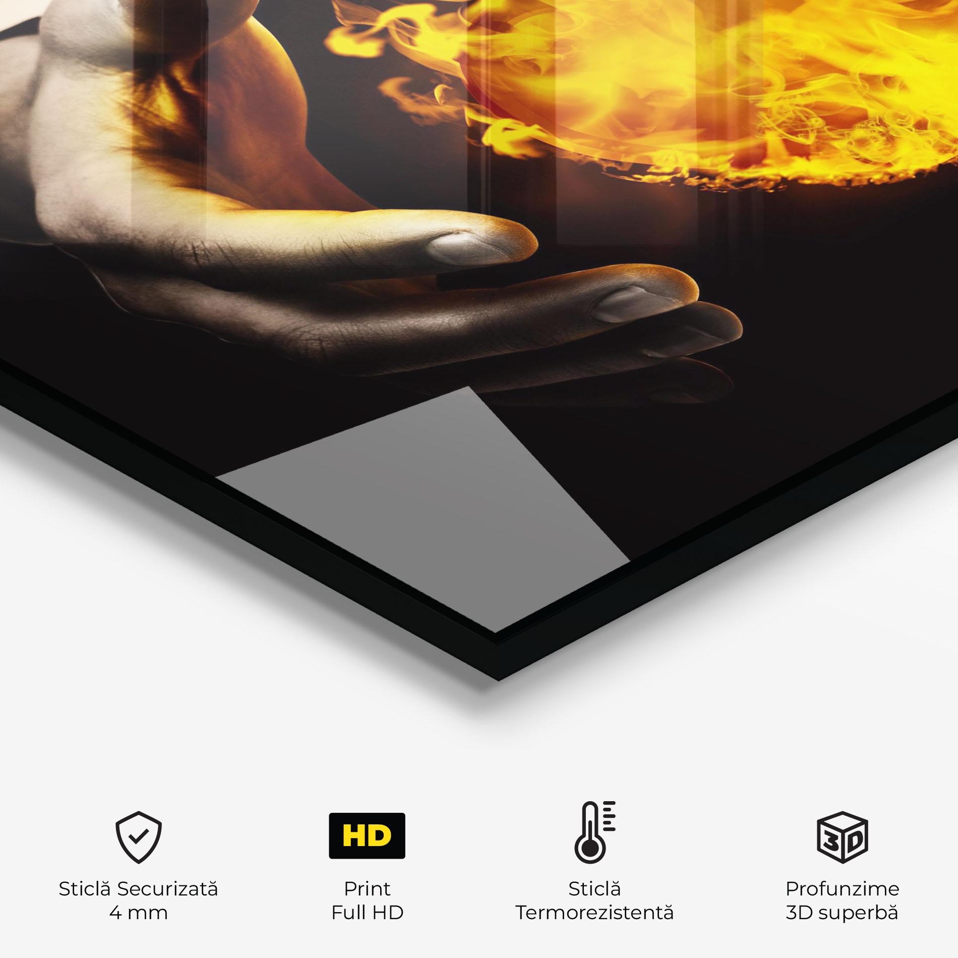 Panou Sticla Bucatarie Fire Heart mockup 2