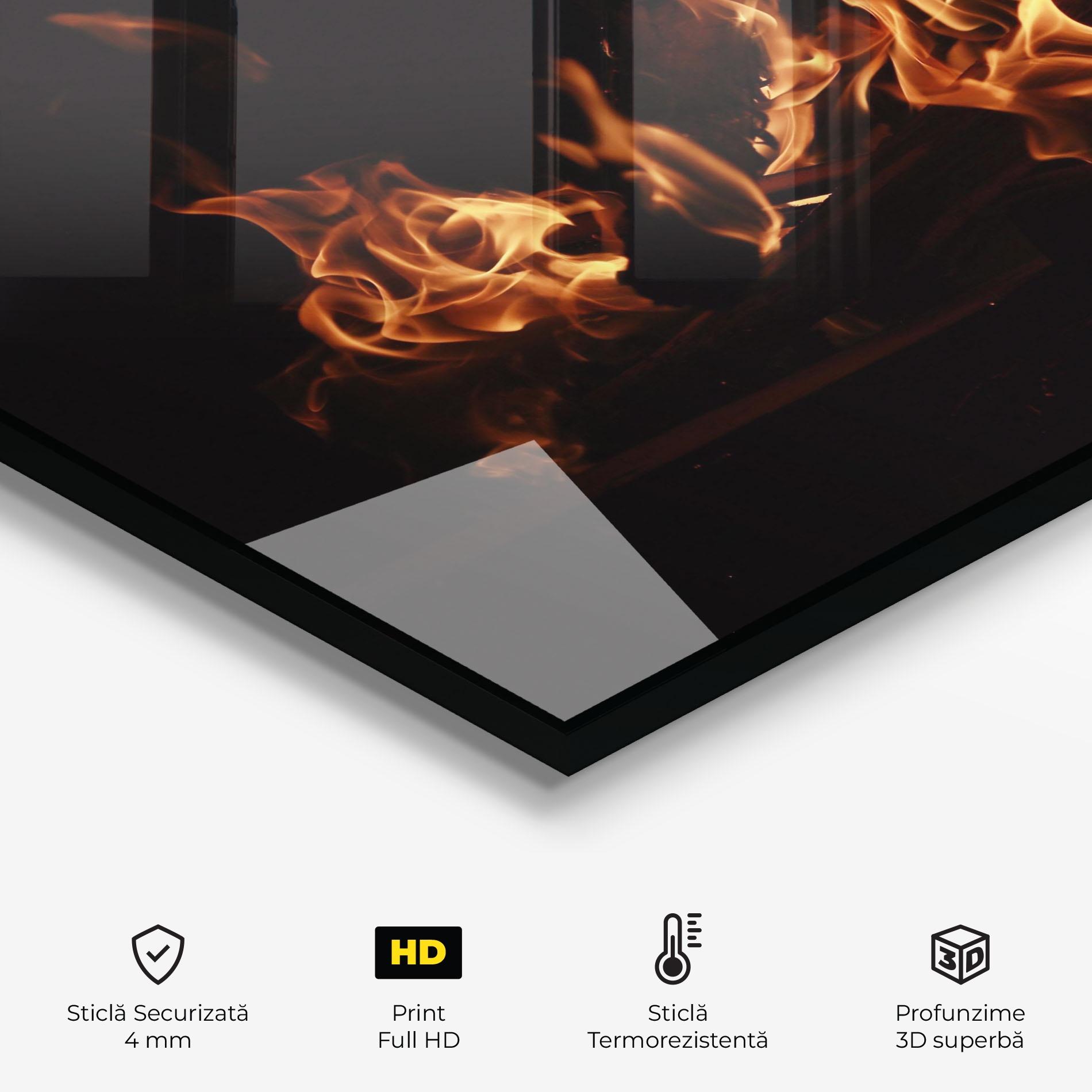 Panou Sticla Bucatarie Fire On Black mockup 2