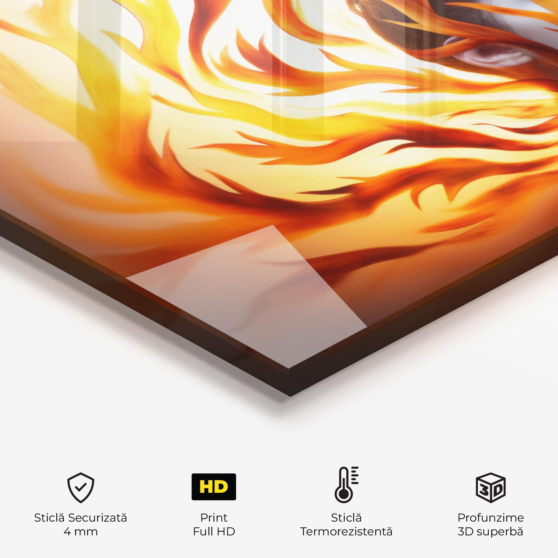 Panou Sticla Bucatarie Fire Woman mockup 2