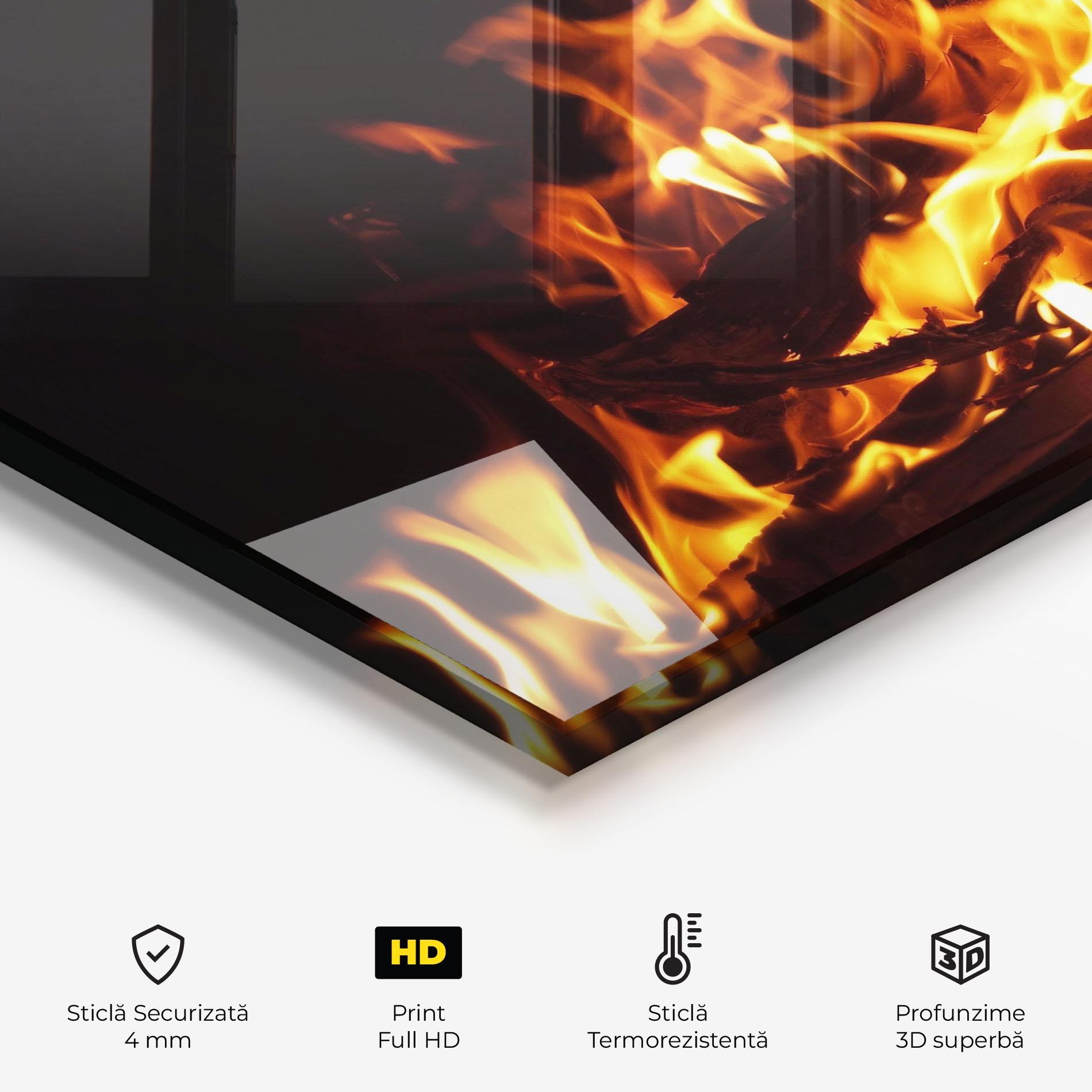 Panou Sticla Bucatarie Wild Fire Close Up mockup 2
