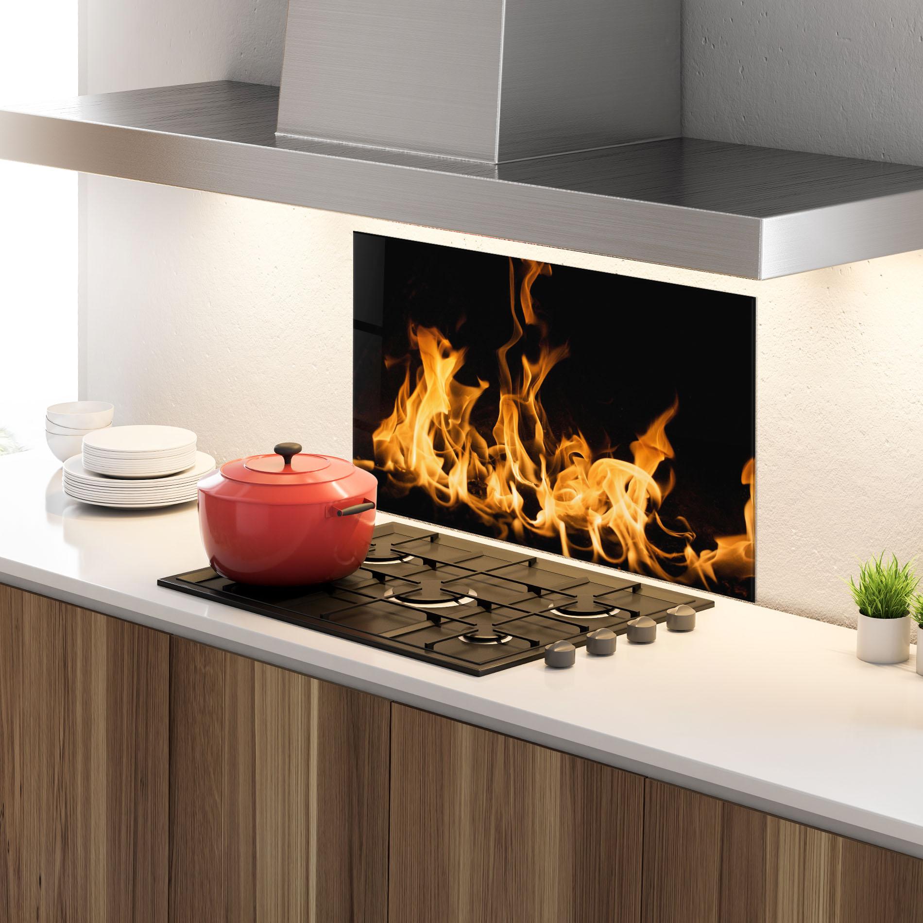 Panou Sticla Bucatarie Bright Flame mockup 4
