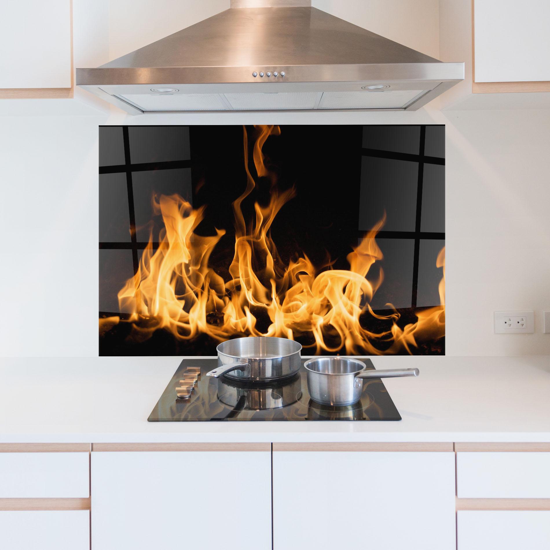 Panou Sticla Bucatarie Bright Flame mockup 5
