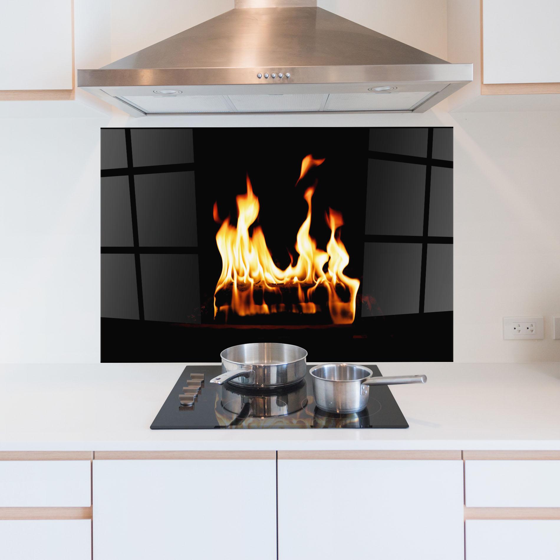 Panou Sticla Bucatarie Calm Fire mockup 5