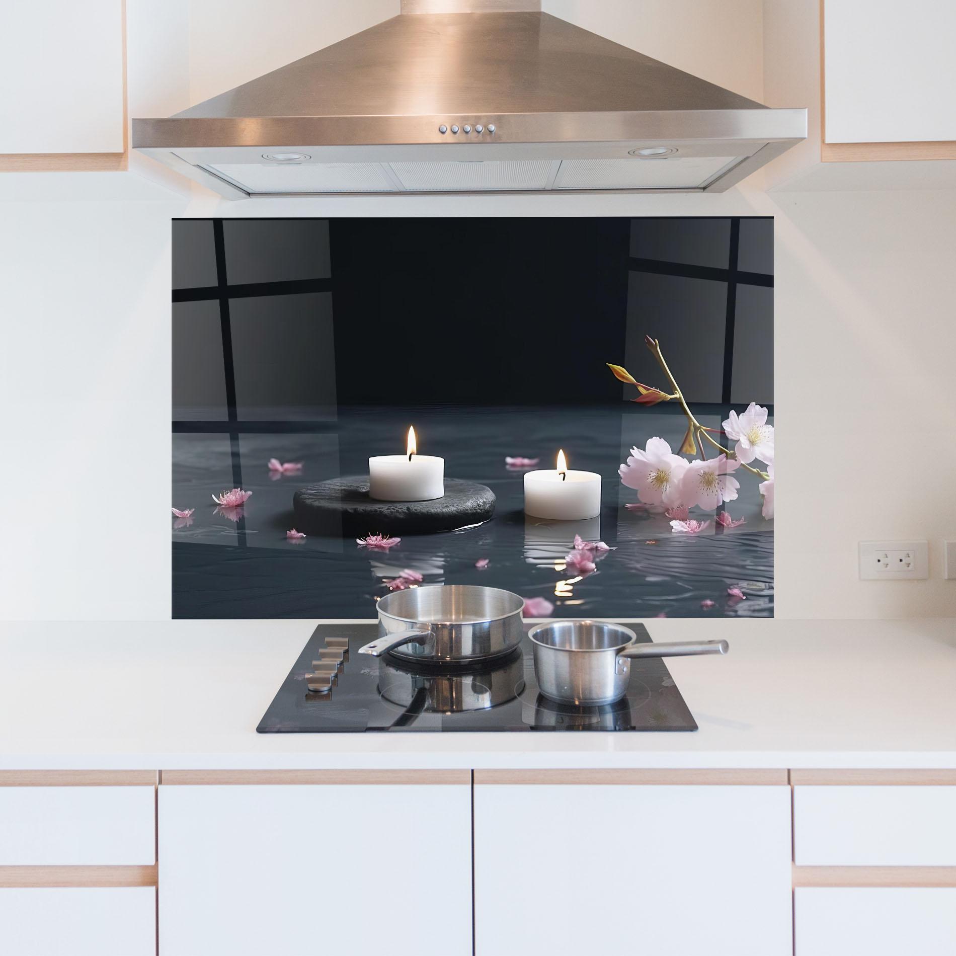 Panou Sticla Bucatarie Spa White Candle mockup 5