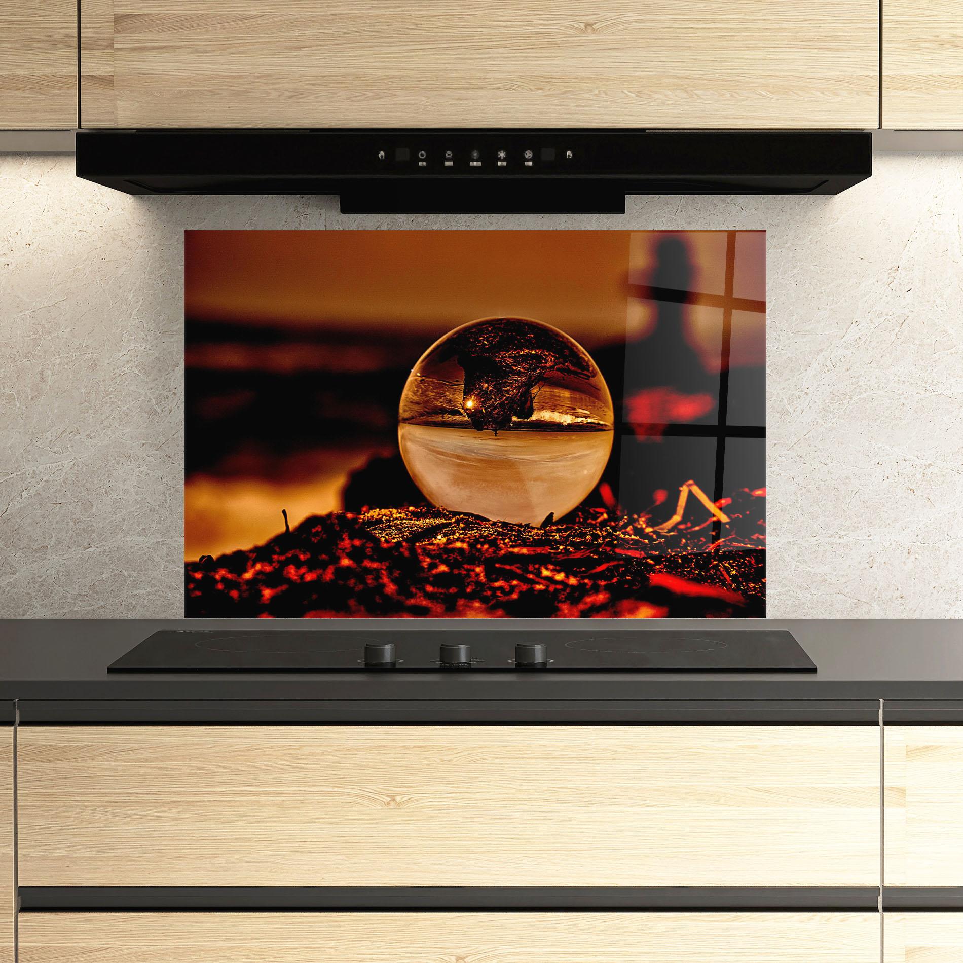 Panou Sticla Bucatarie Fire Glass Ball mockup 3