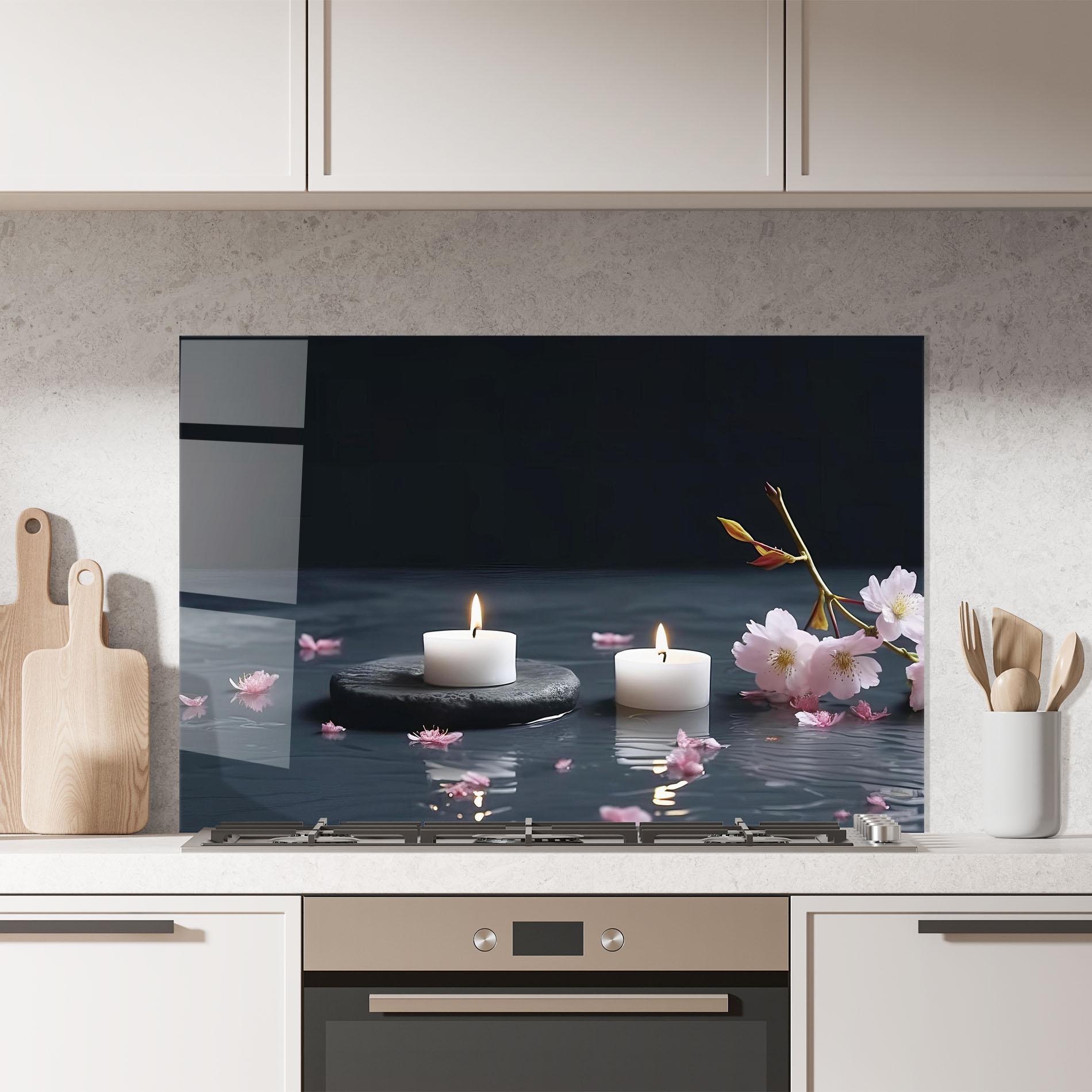 Panou Sticla Bucatarie Spa White Candle mockup 7