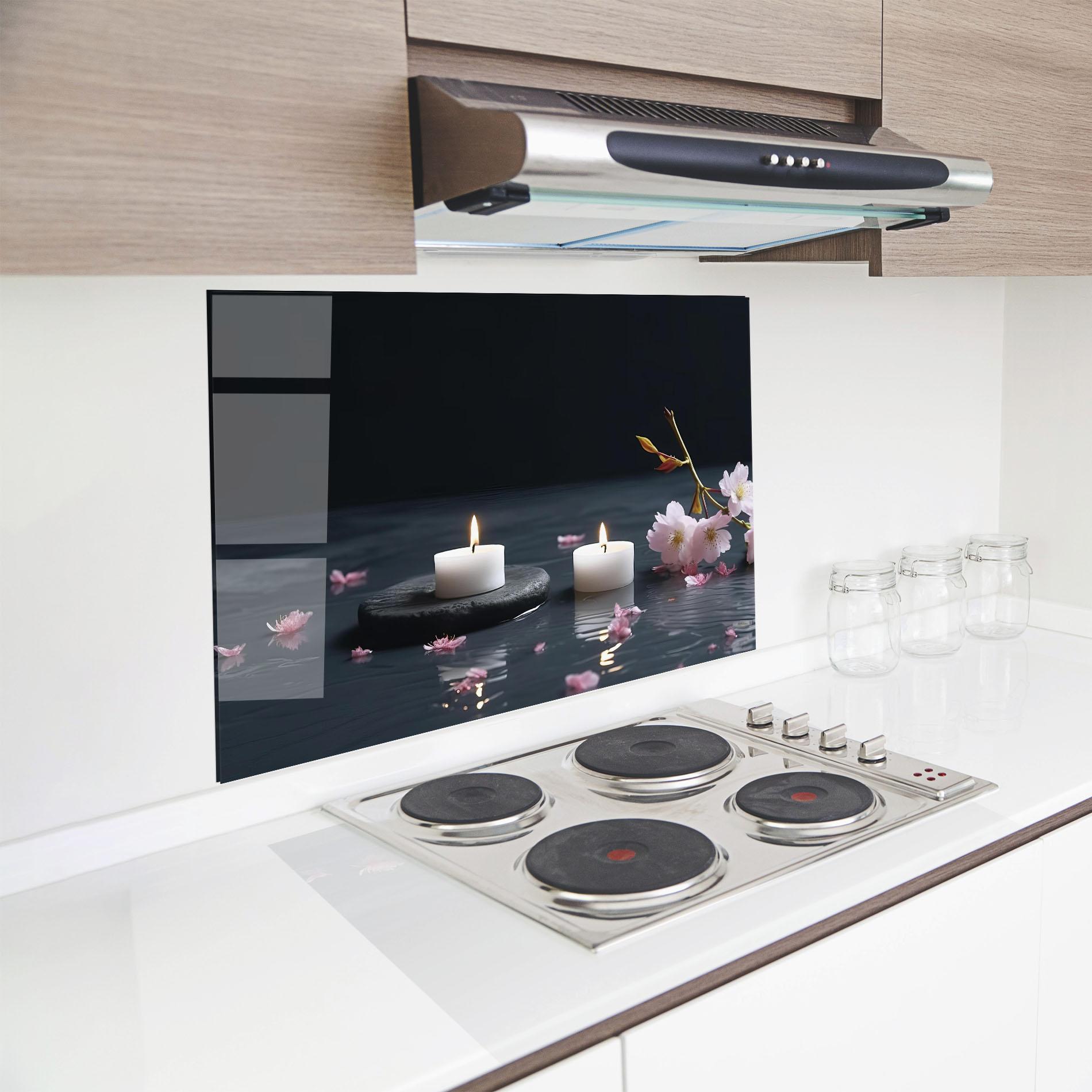 Panou Sticla Bucatarie Spa White Candle mockup 8