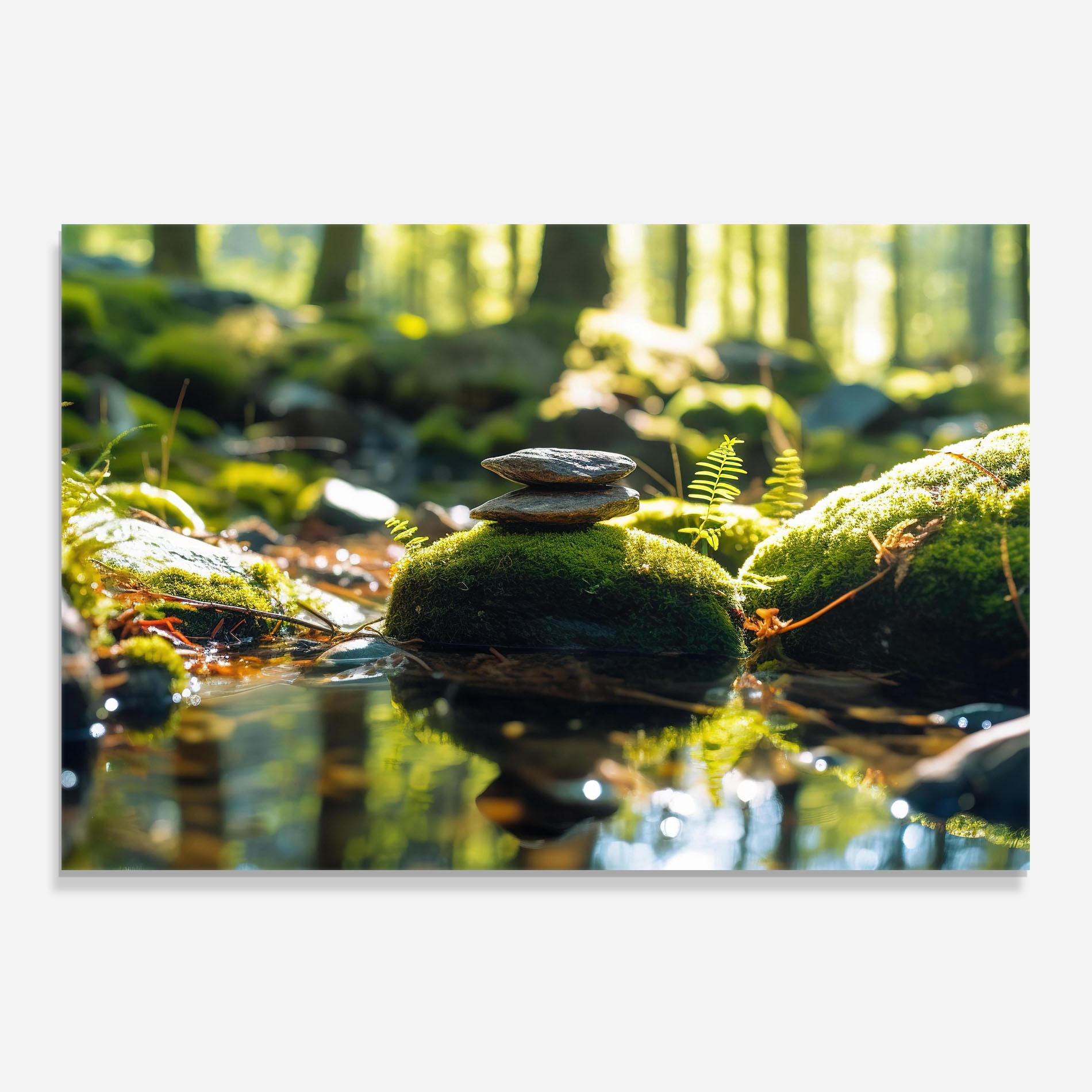 Panou Sticla Bucatarie Sunlight Green Forest mockup 0