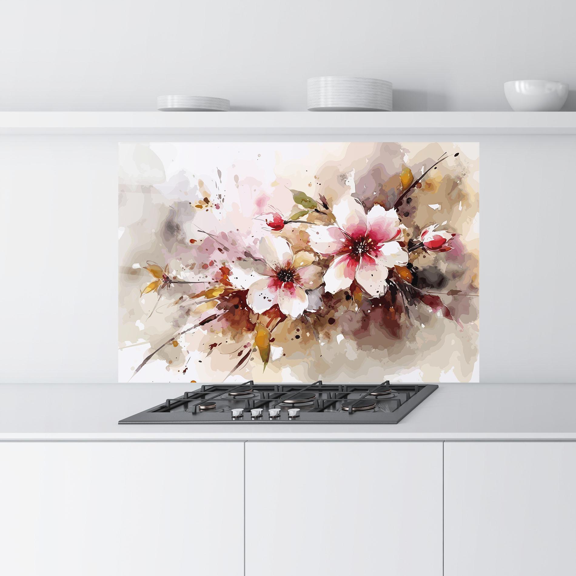 Panou Sticla Bucatarie Beautiful Cherry Flower mockup 9