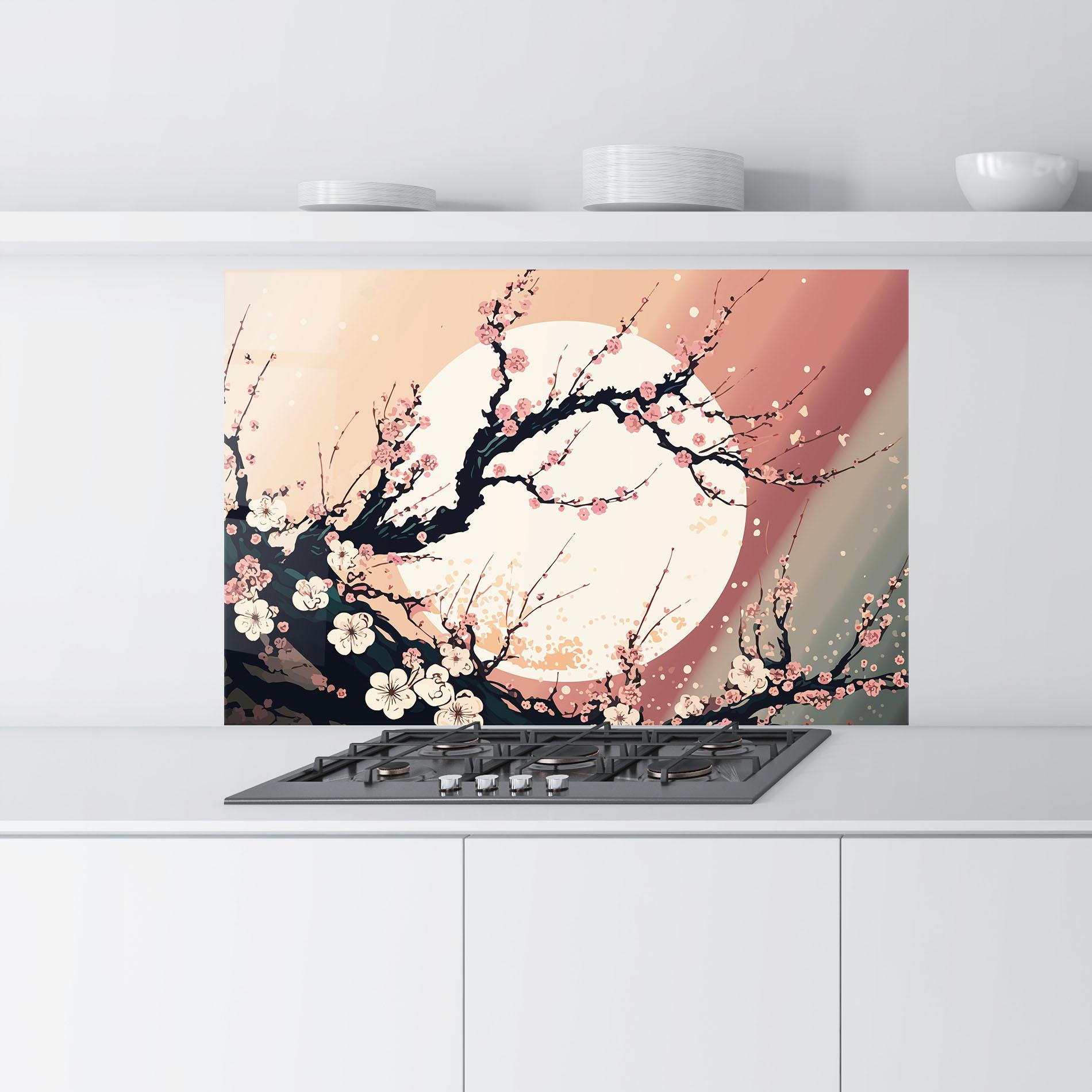 Panou Sticla Bucatarie Blossom Full Moon mockup 9