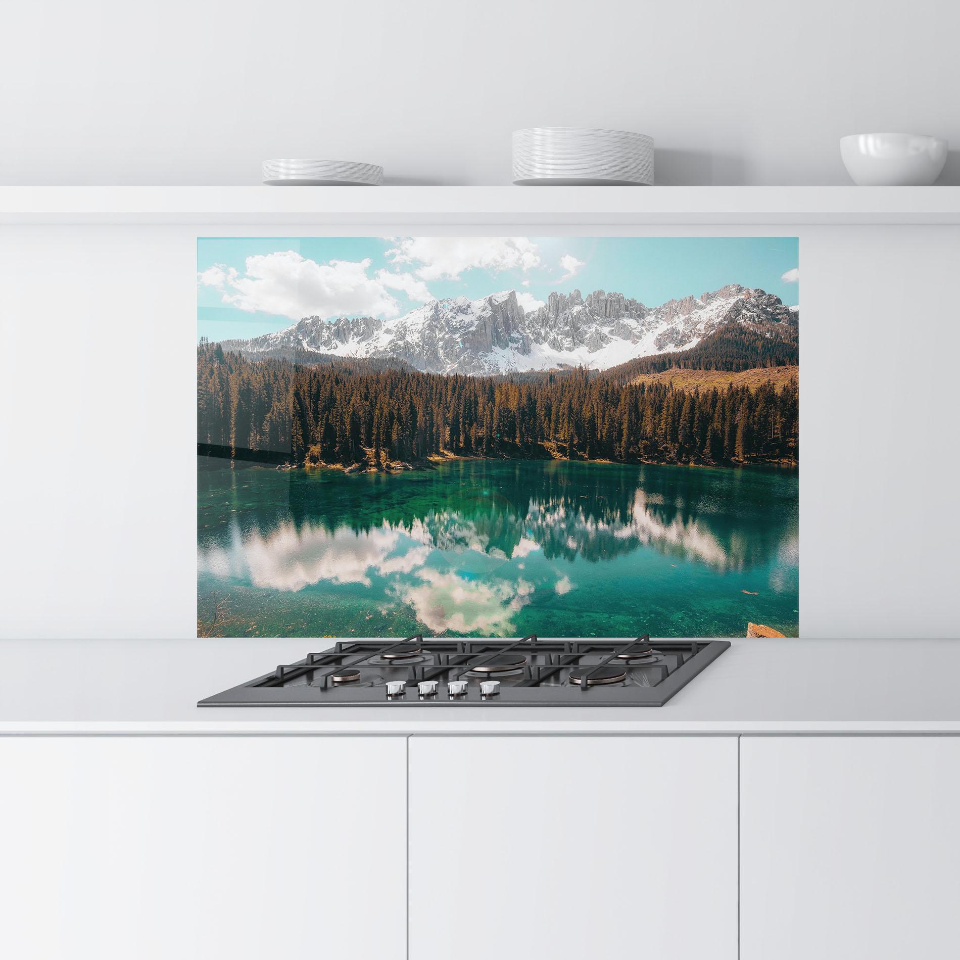 Panou Sticla Bucatarie Mountain Lake View mockup 9