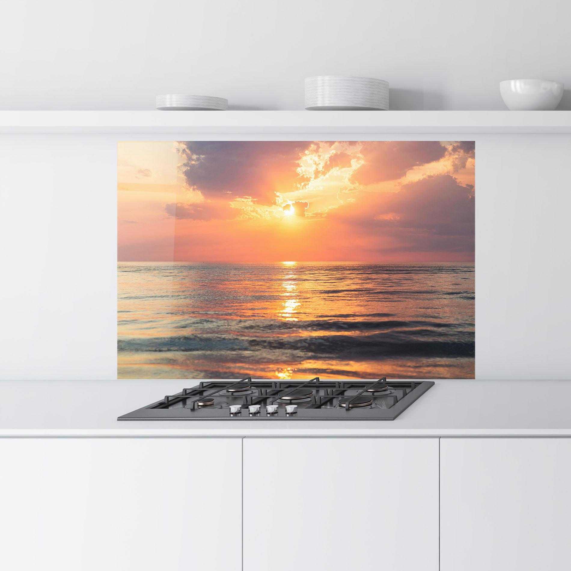 Panou Sticla Bucatarie Orange Sunrise Cloud mockup 9