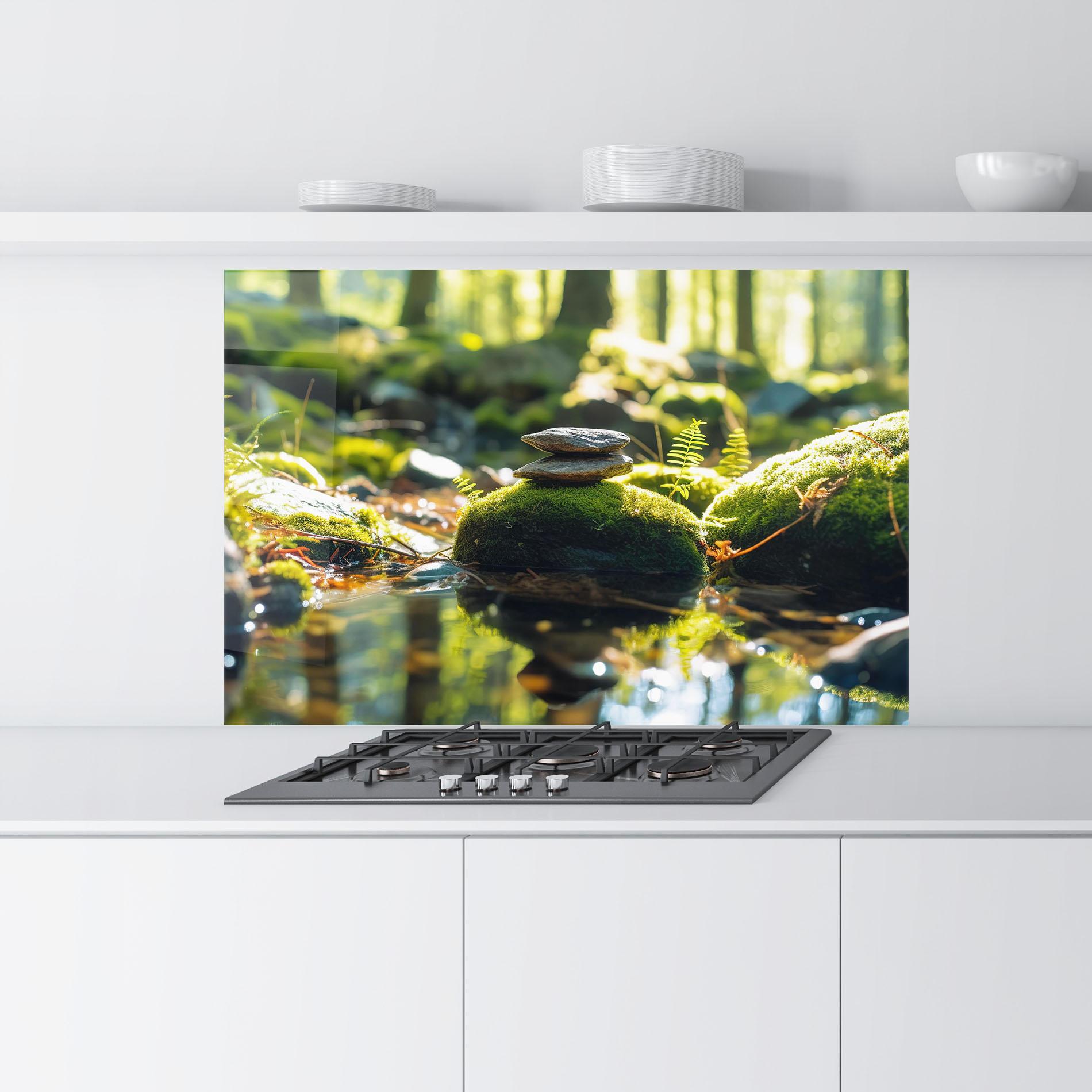 Panou Sticla Bucatarie Sunlight Green Forest mockup 9