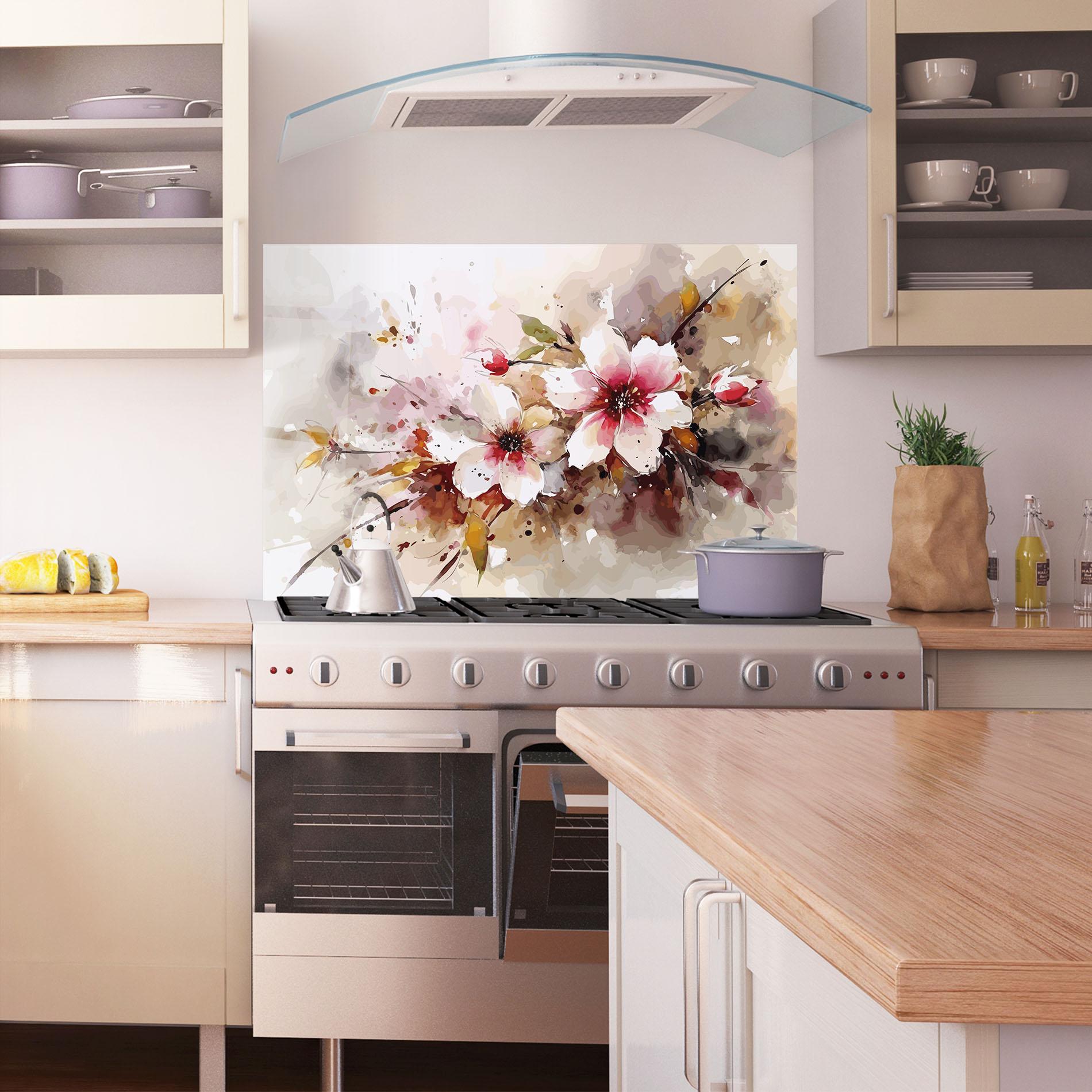 Panou Sticla Bucatarie Beautiful Cherry Flower mockup 1