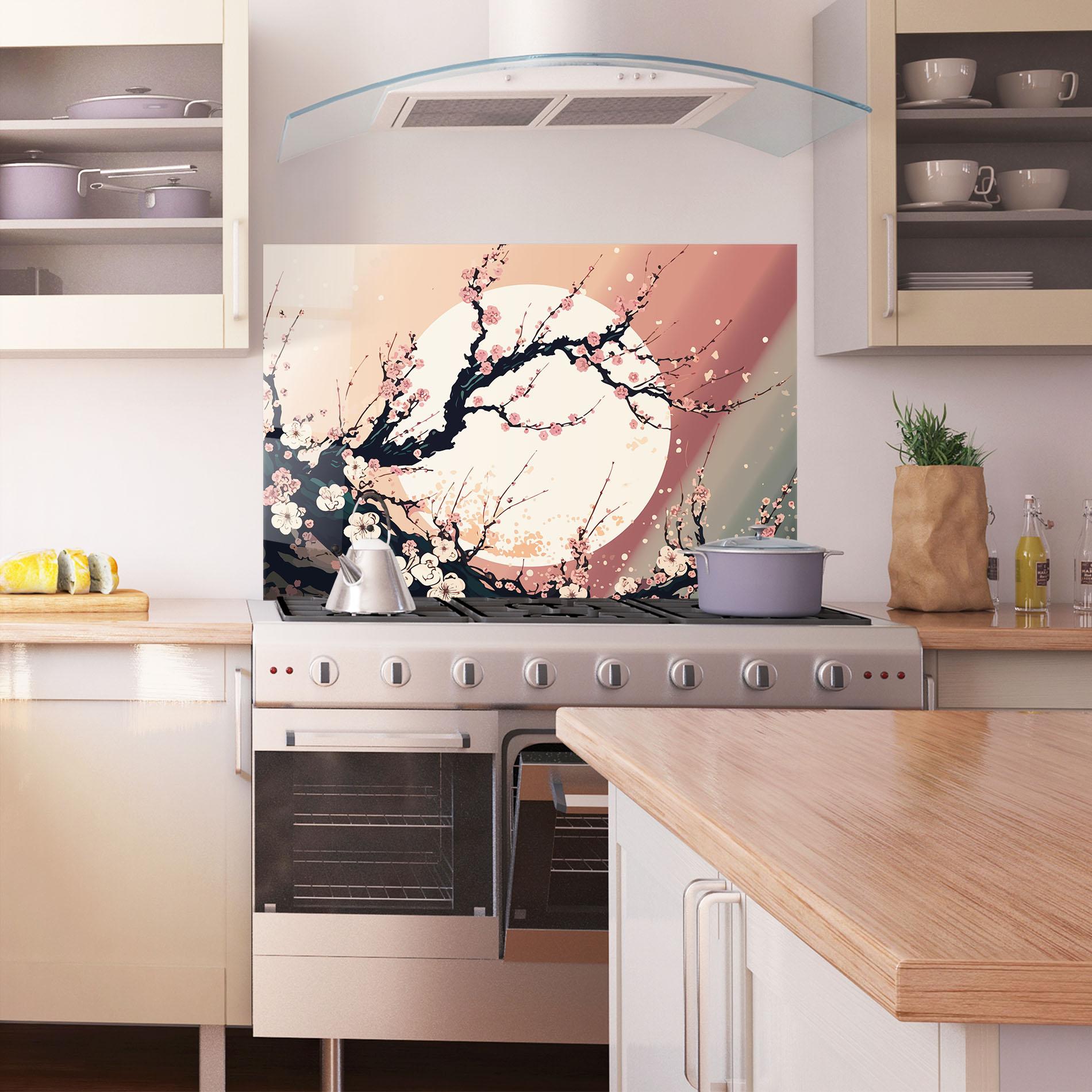 Panou Sticla Bucatarie Blossom Full Moon mockup 1
