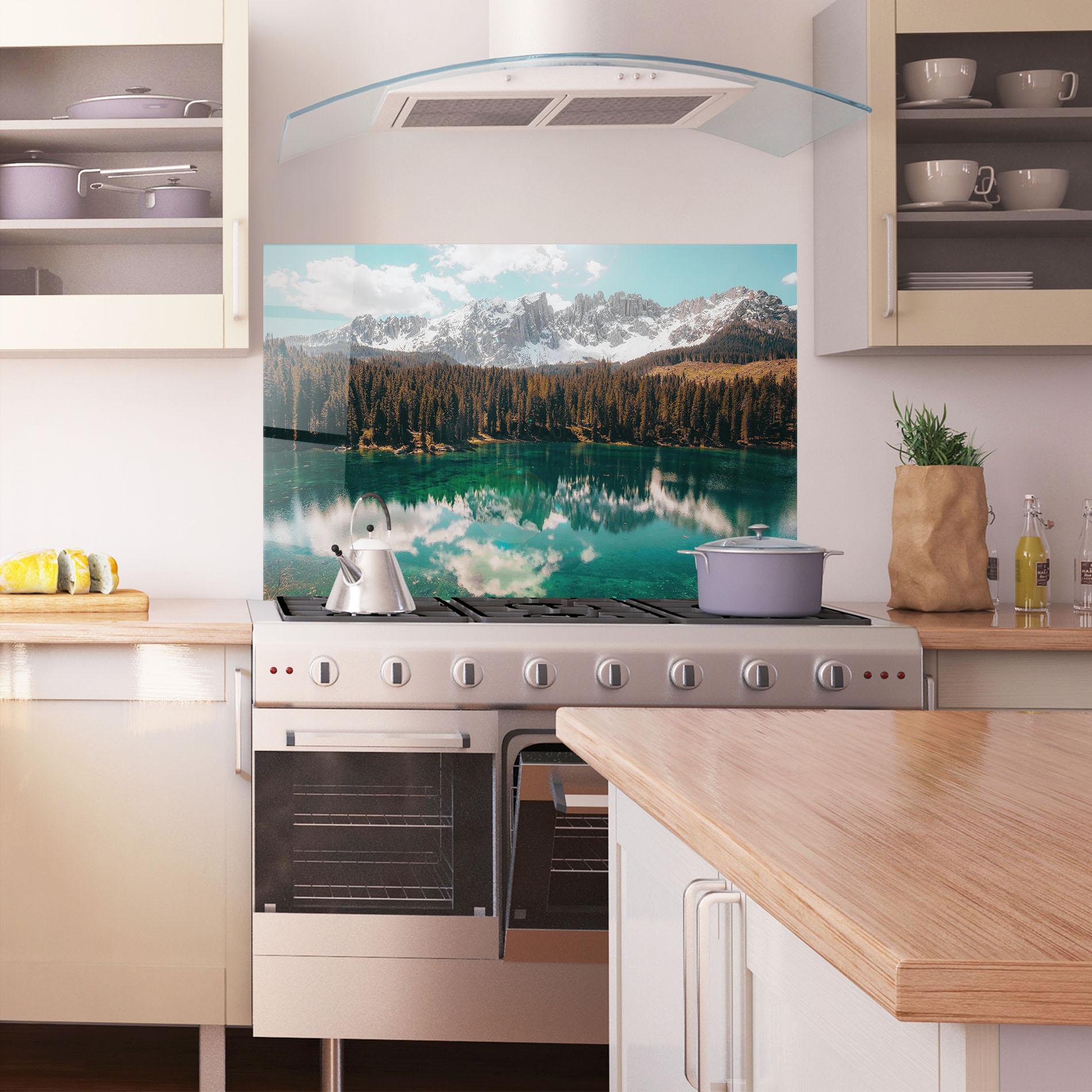 Panou Sticla Bucatarie Mountain Lake View mockup 1