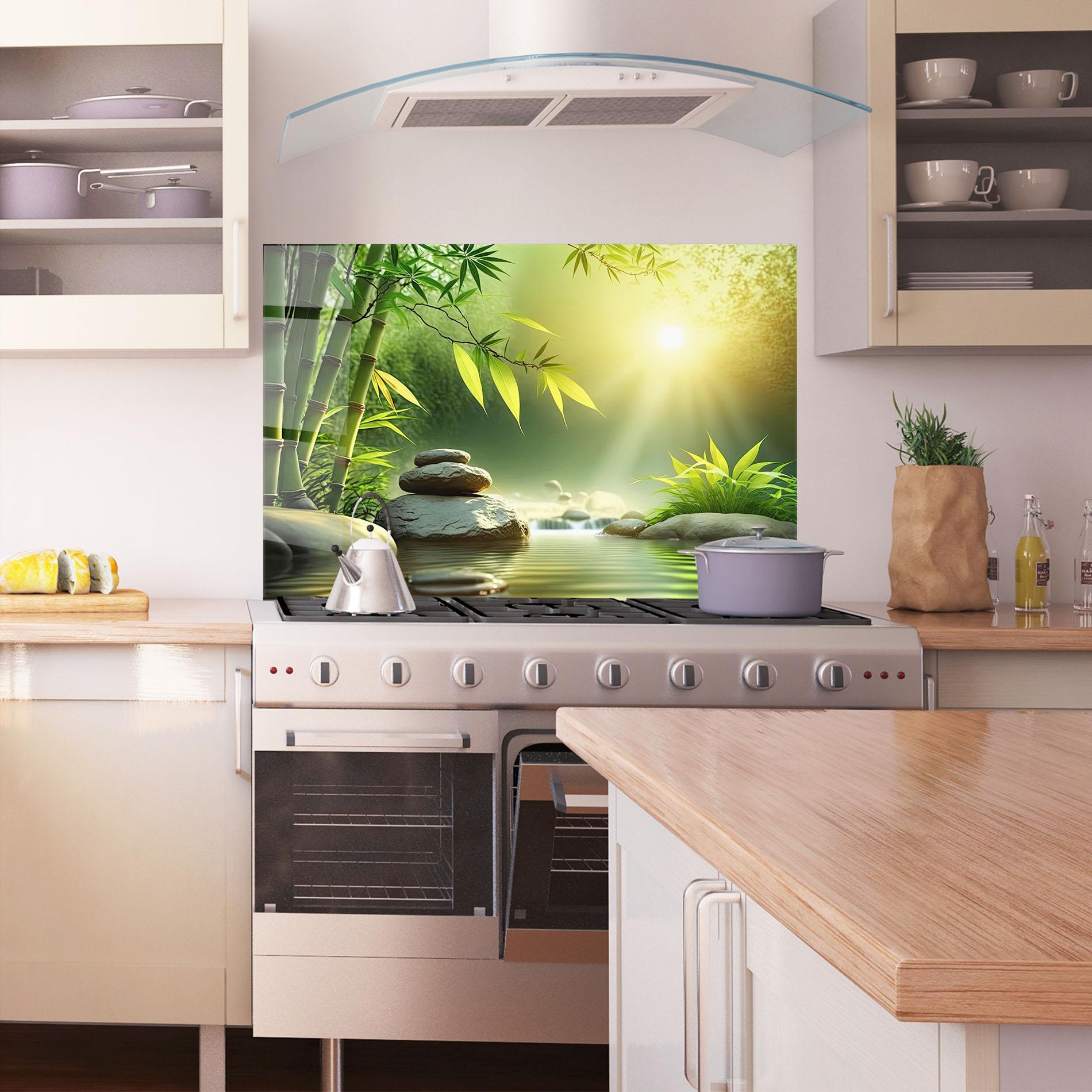 Panou Sticla Bucatarie Relaxing Spa Nature mockup 1