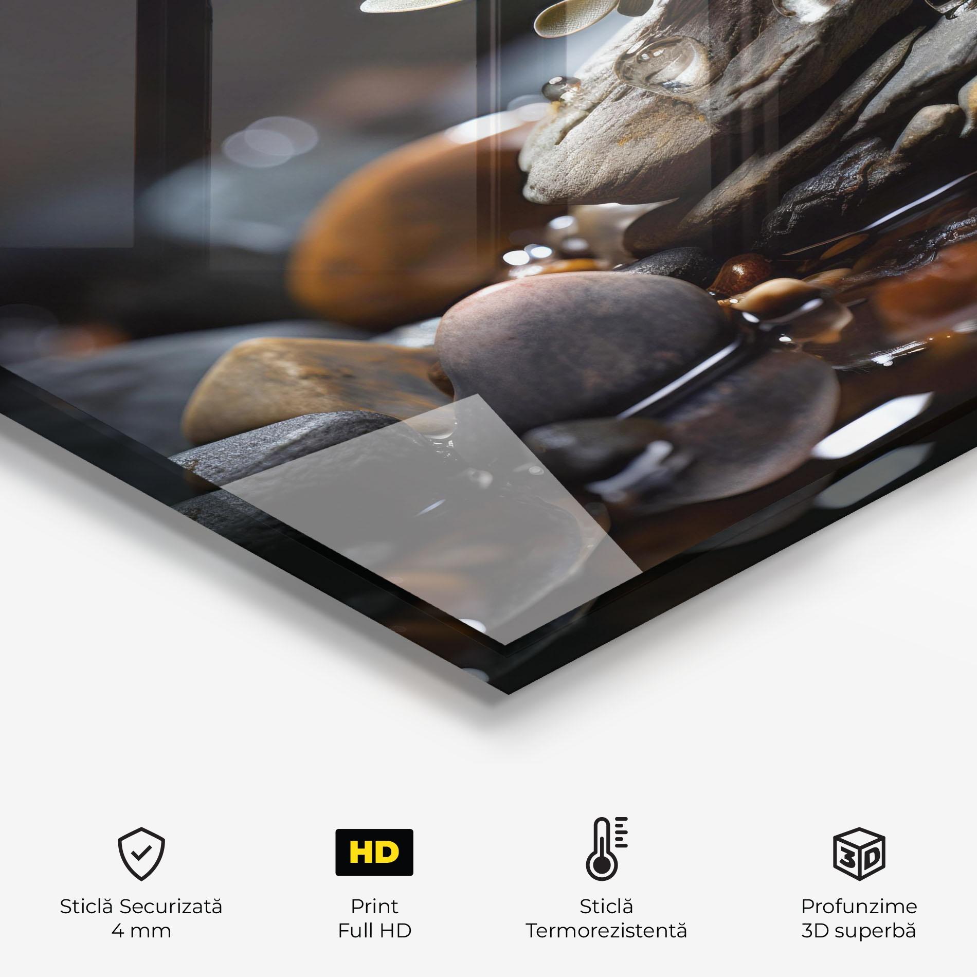 Panou Sticla Bucatarie Orange Flower Stone mockup 2