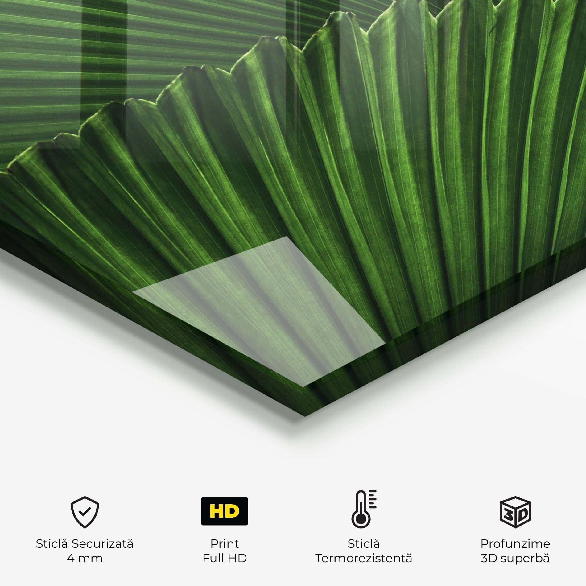 Panou Sticla Bucatarie Strong Green Leaf Art mockup 2