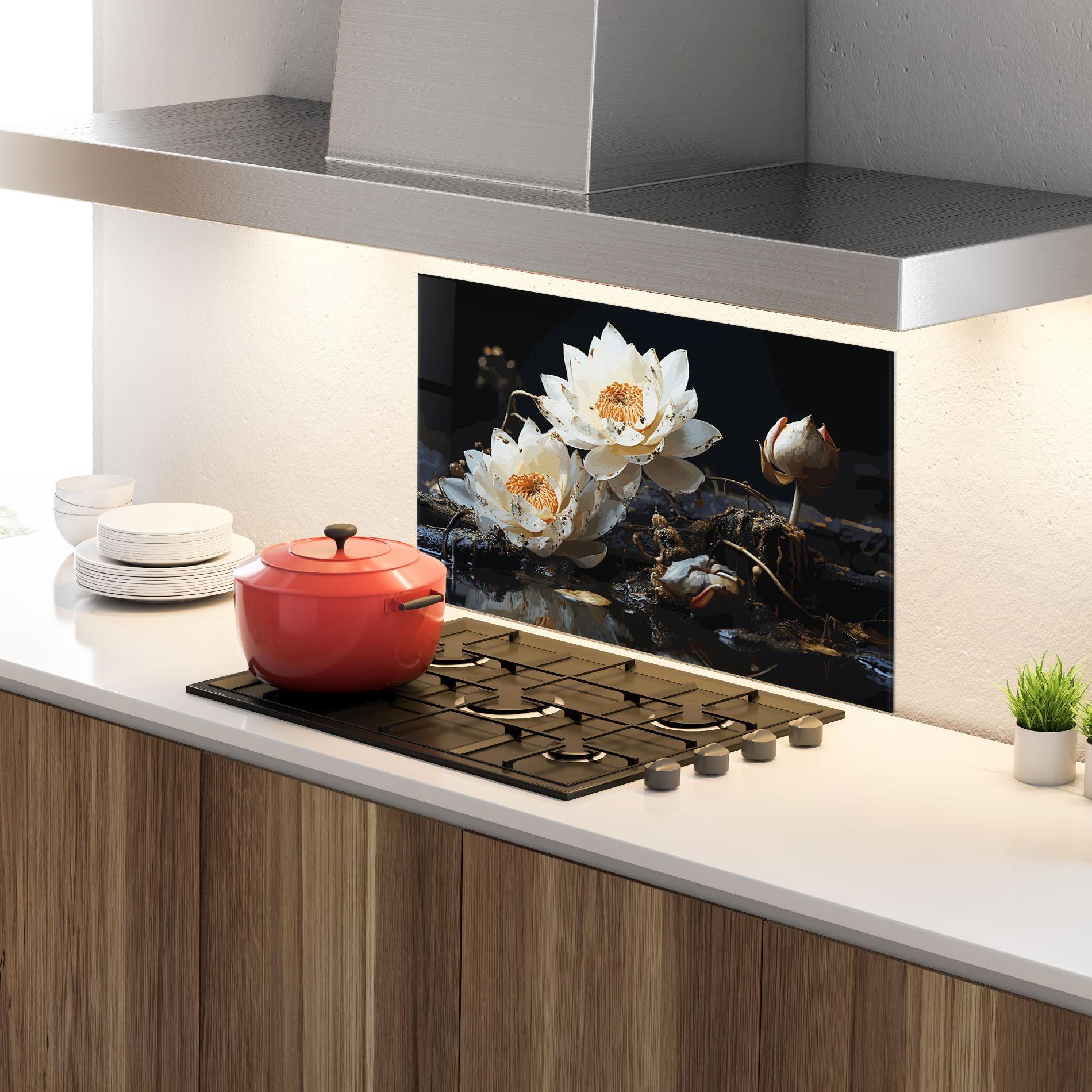 Panou Sticla Bucatarie Beautiful White Nature mockup 4