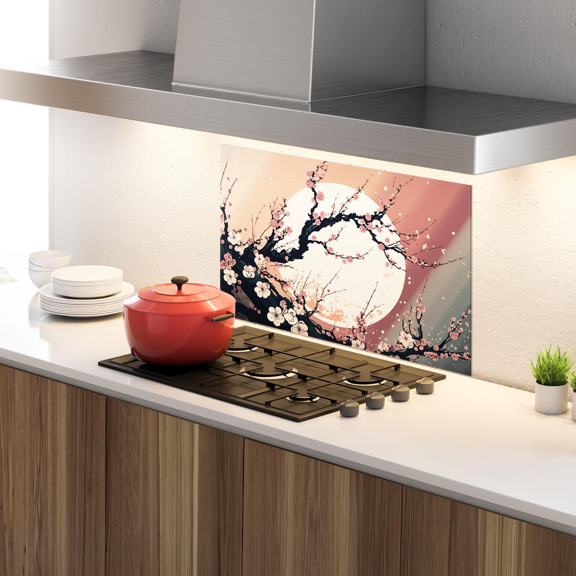 Panou Sticla Bucatarie Blossom Full Moon mockup 4