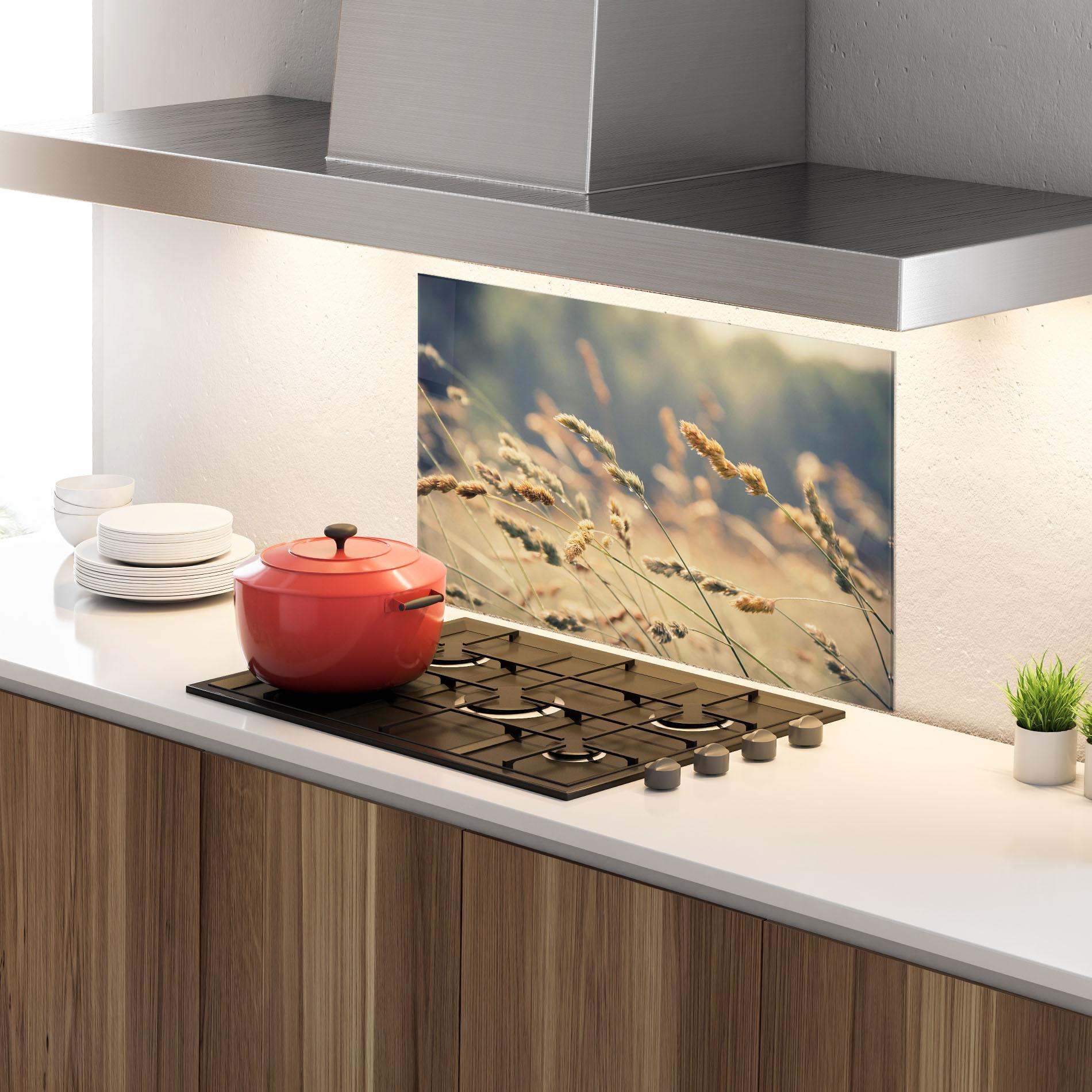 Panou Sticla Bucatarie Cream Nature Plants mockup 4