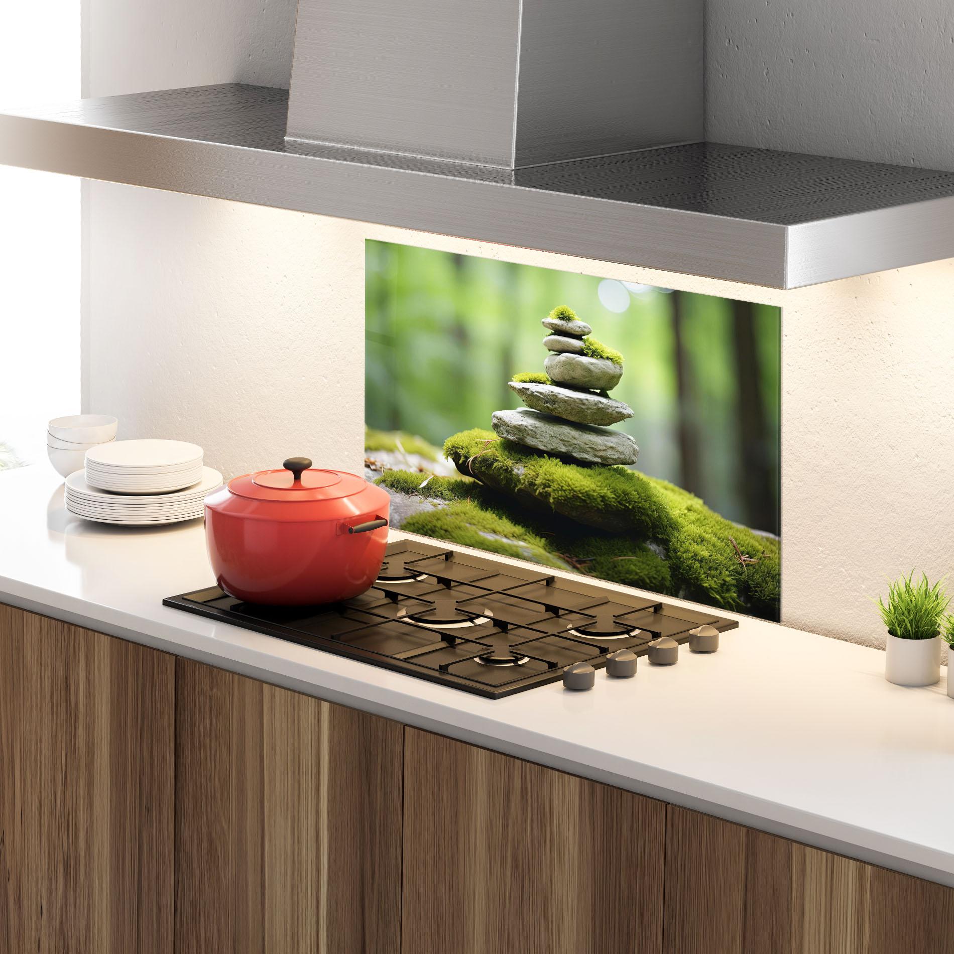 Panou Sticla Bucatarie Pile Gray Rock mockup 4