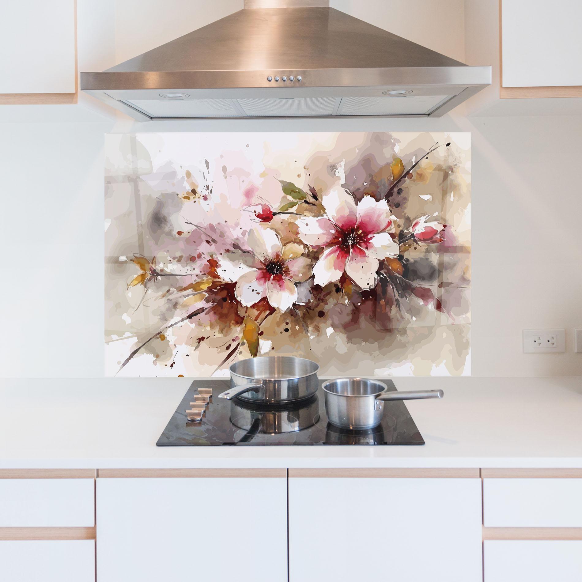 Panou Sticla Bucatarie Beautiful Cherry Flower mockup 5