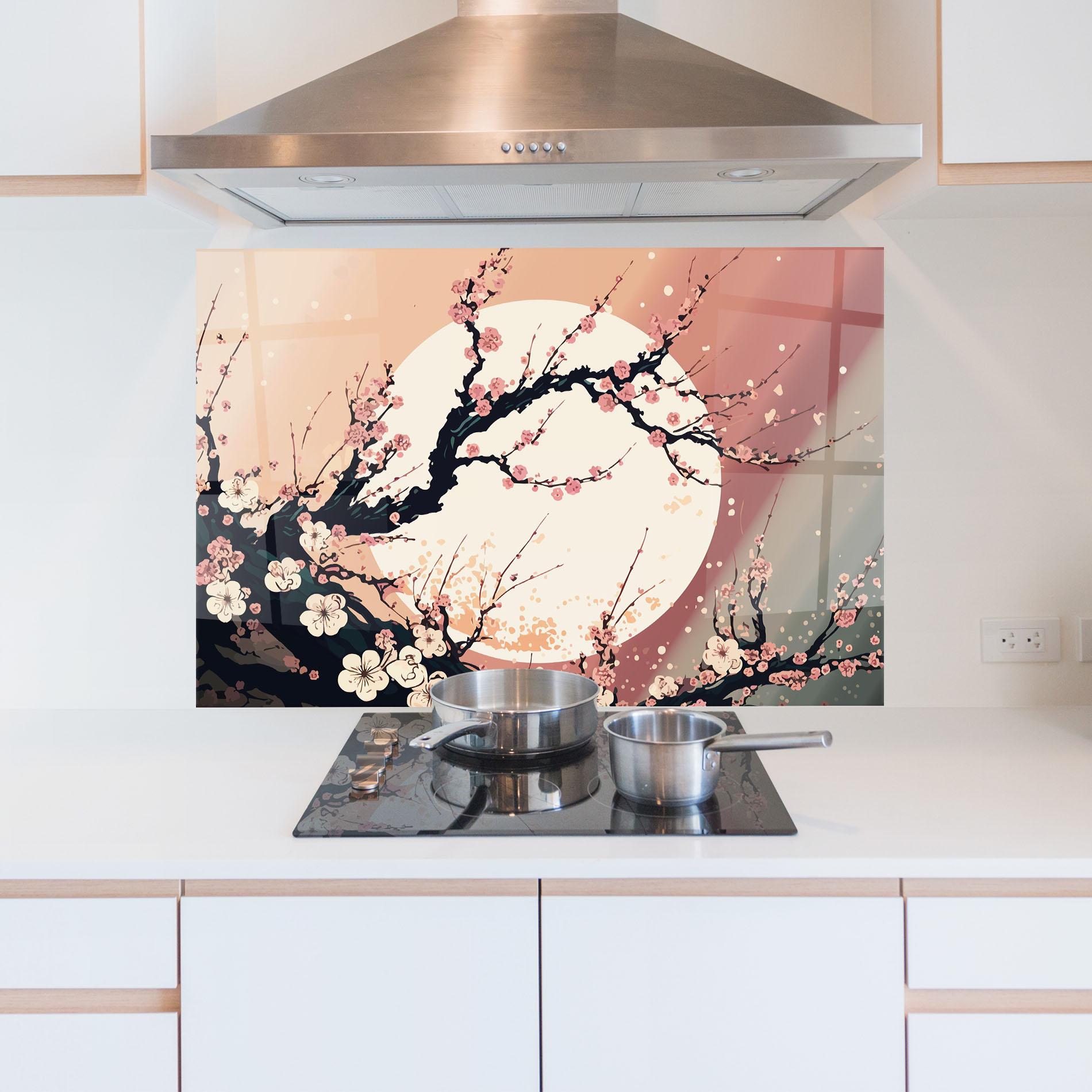Panou Sticla Bucatarie Blossom Full Moon mockup 5