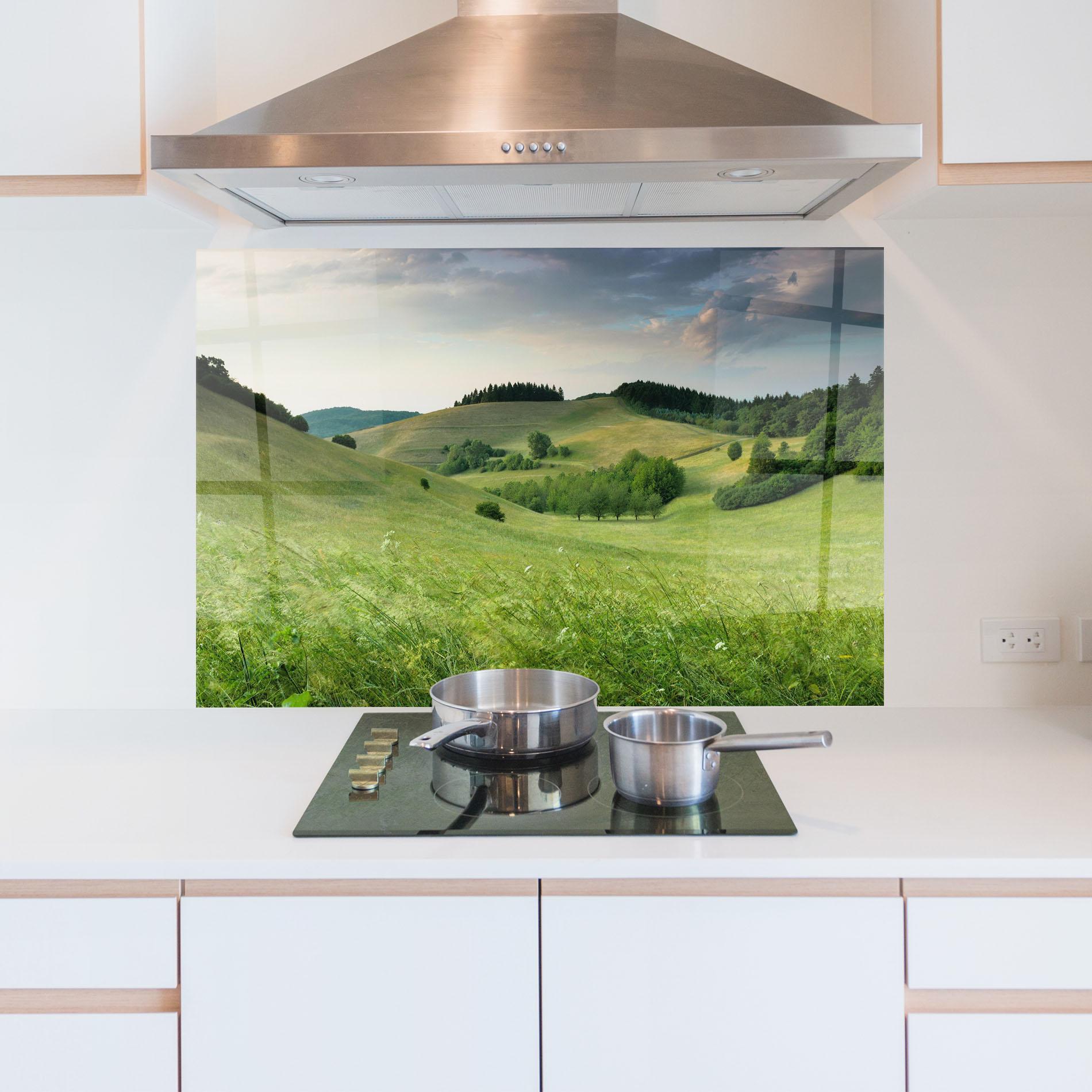 Panou Sticla Bucatarie Green Field View mockup 5