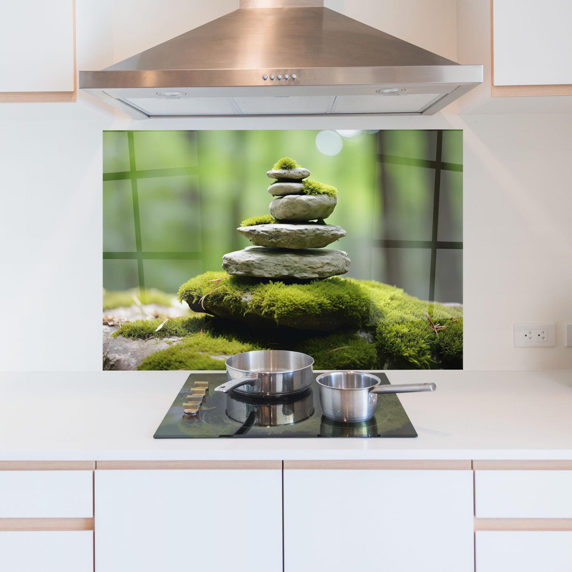 Panou Sticla Bucatarie Pile Gray Rock mockup 5