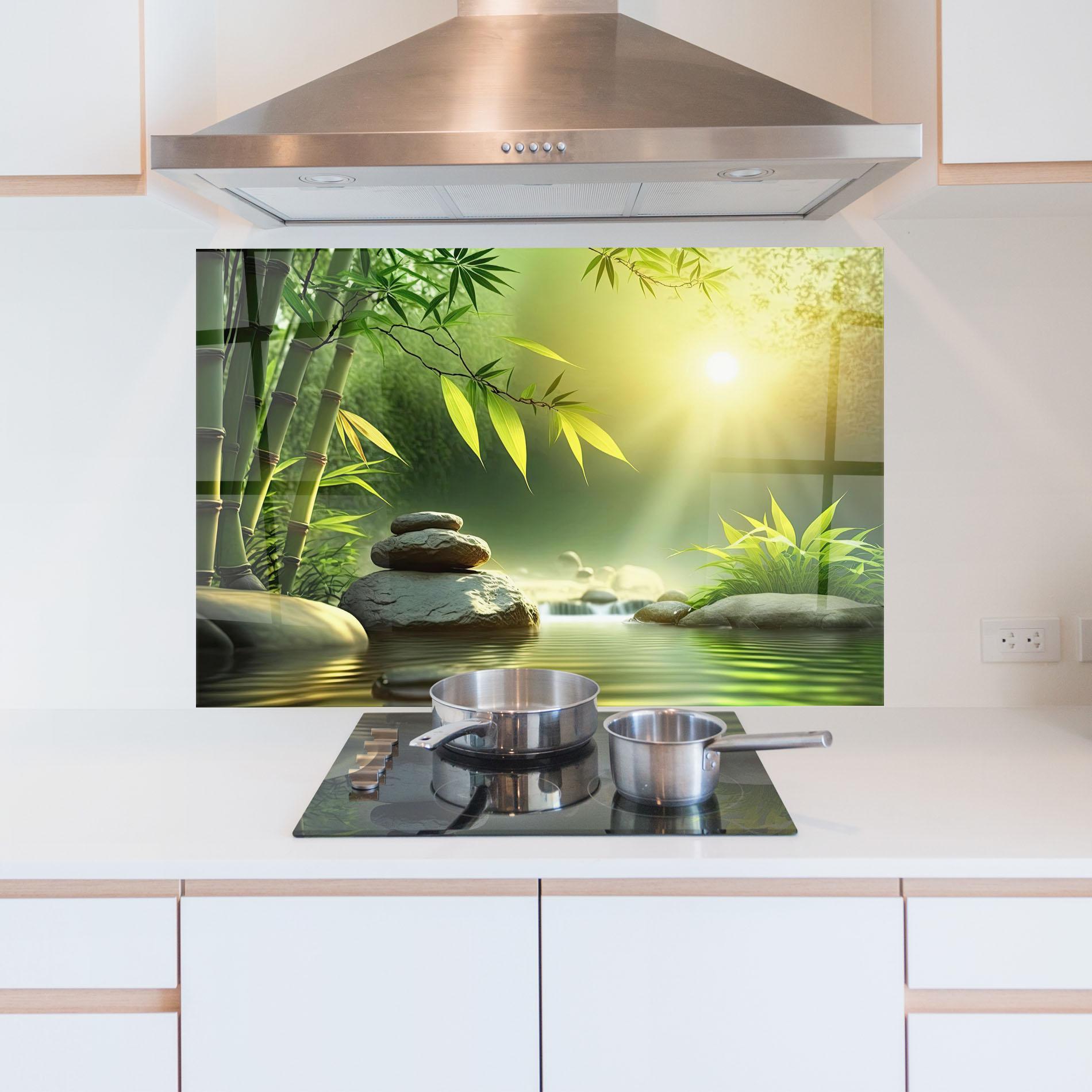 Panou Sticla Bucatarie Relaxing Spa Nature mockup 5