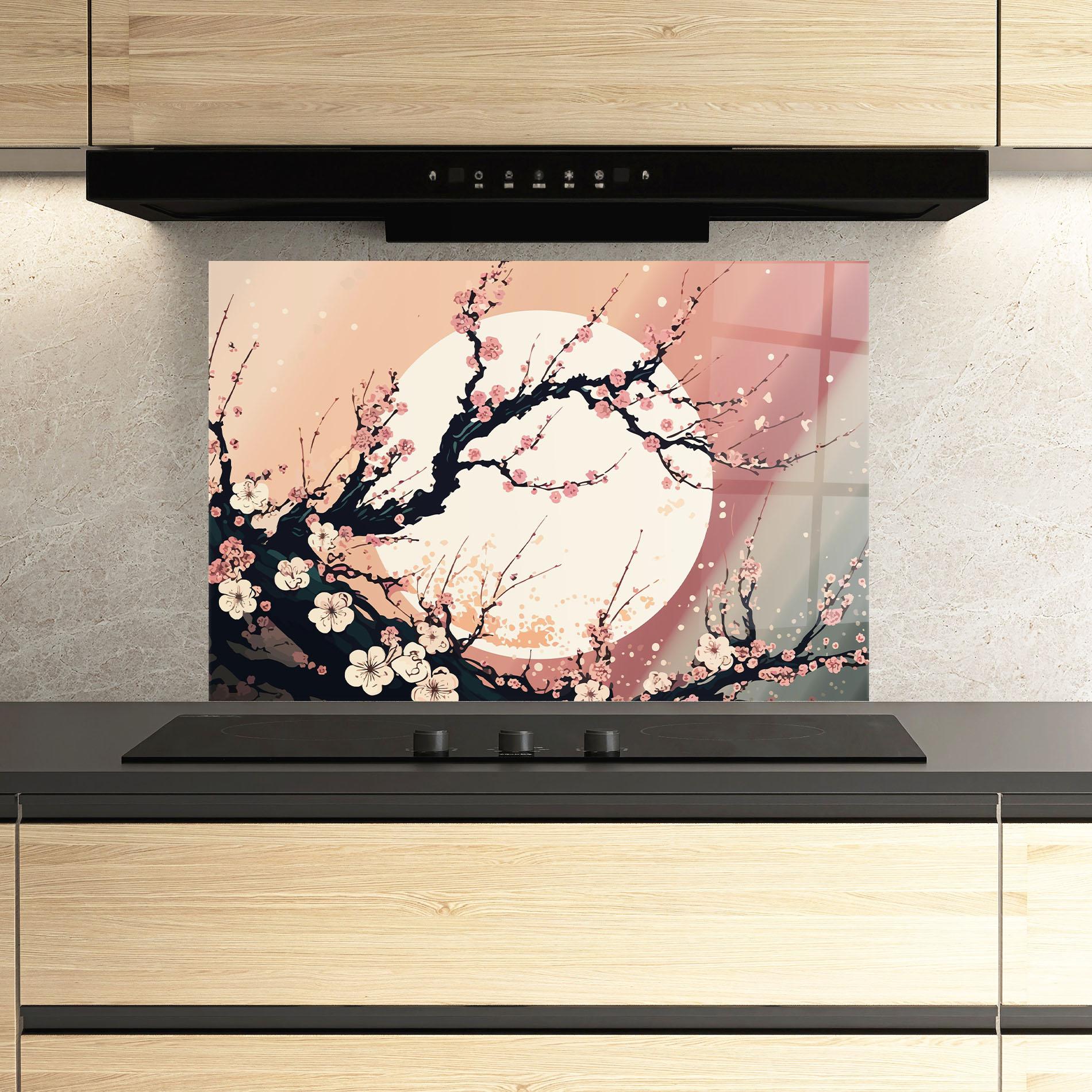Panou Sticla Bucatarie Blossom Full Moon mockup 3
