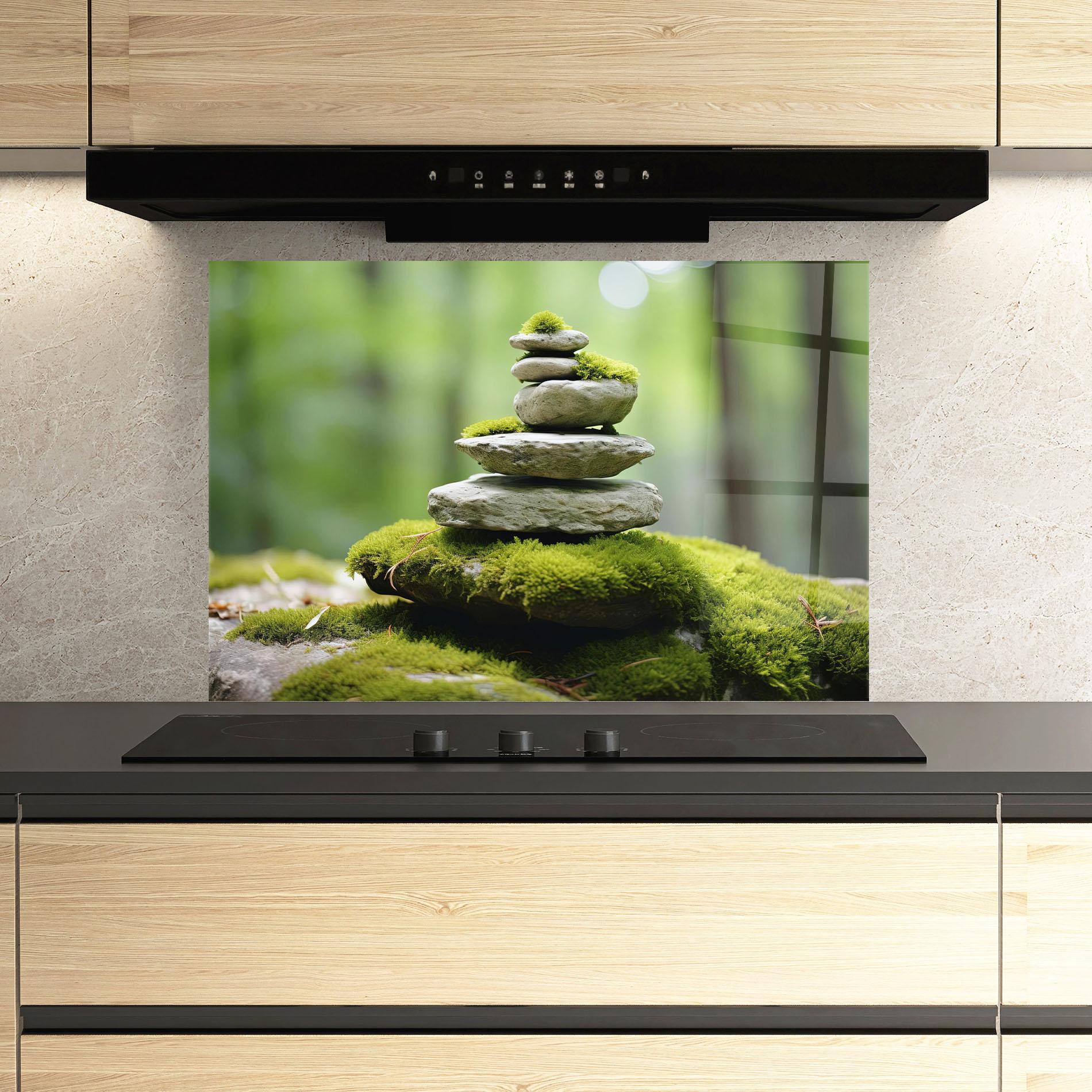 Panou Sticla Bucatarie Pile Gray Rock mockup 3