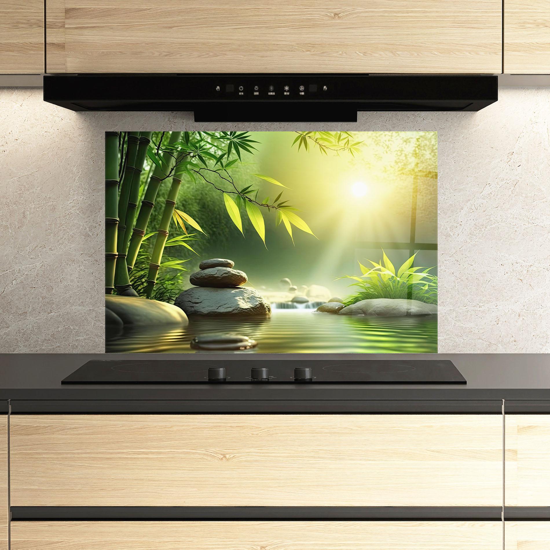 Panou Sticla Bucatarie Relaxing Spa Nature mockup 3