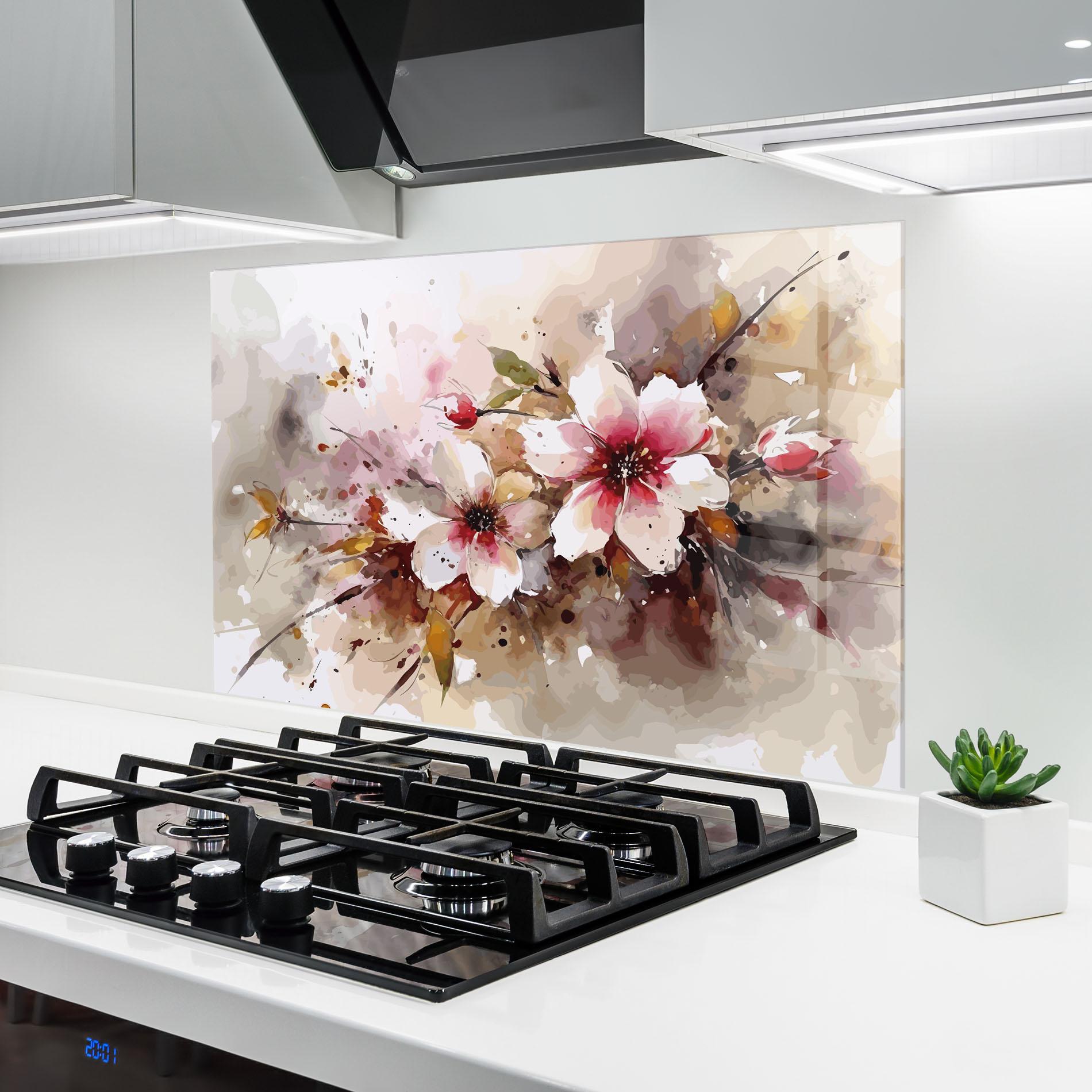 Panou Sticla Bucatarie Beautiful Cherry Flower mockup 6