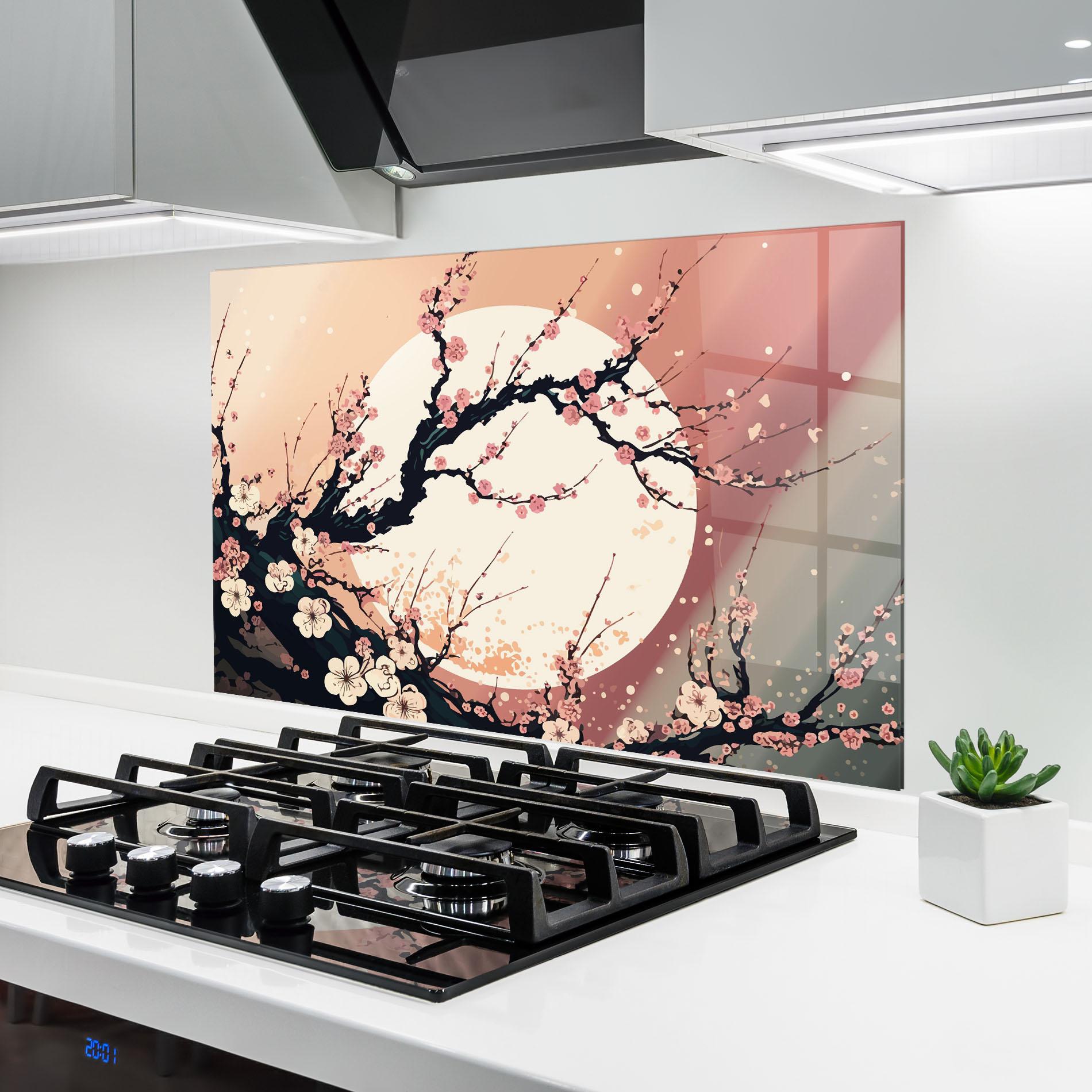 Panou Sticla Bucatarie Blossom Full Moon mockup 6