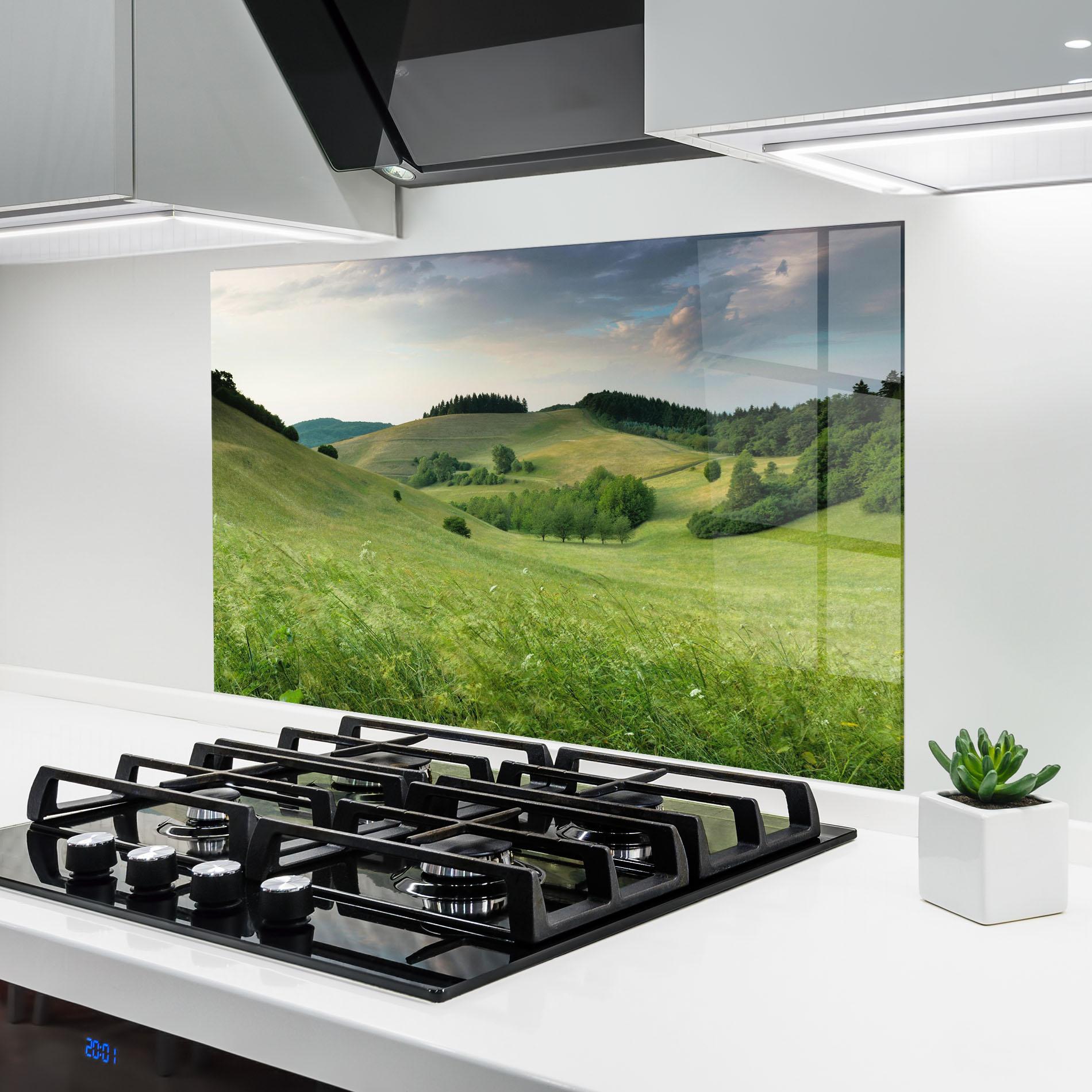 Panou Sticla Bucatarie Green Field View mockup 6