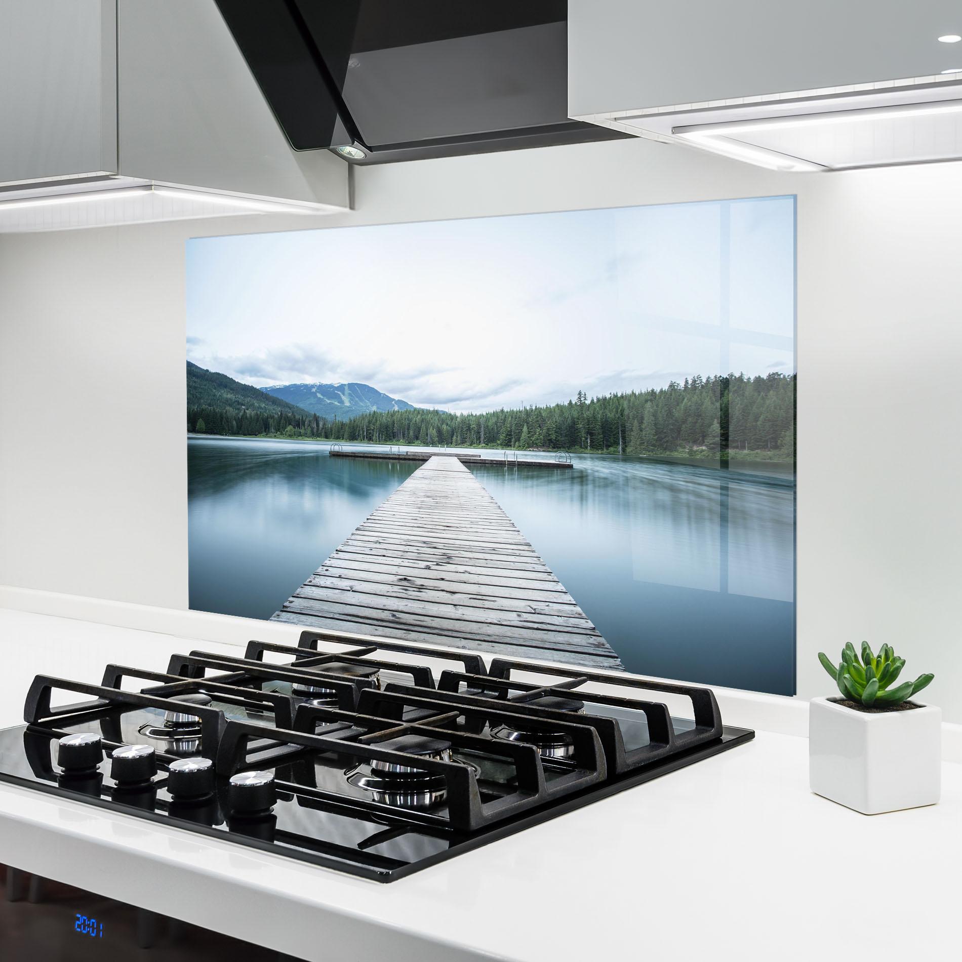 Panou Sticla Bucatarie Lake Bridge View mockup 6