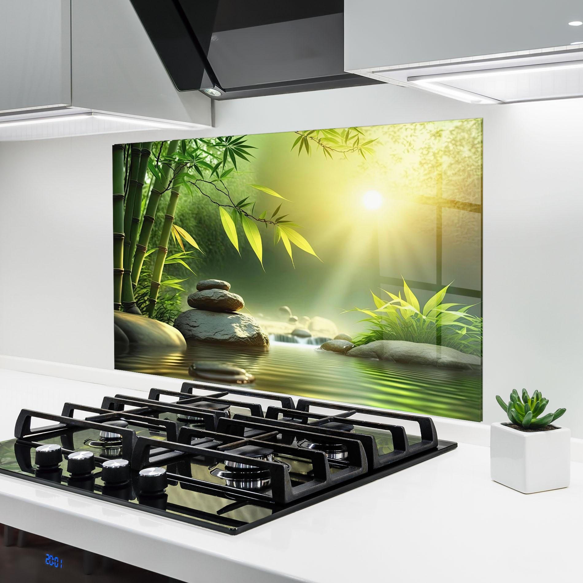 Panou Sticla Bucatarie Relaxing Spa Nature mockup 6