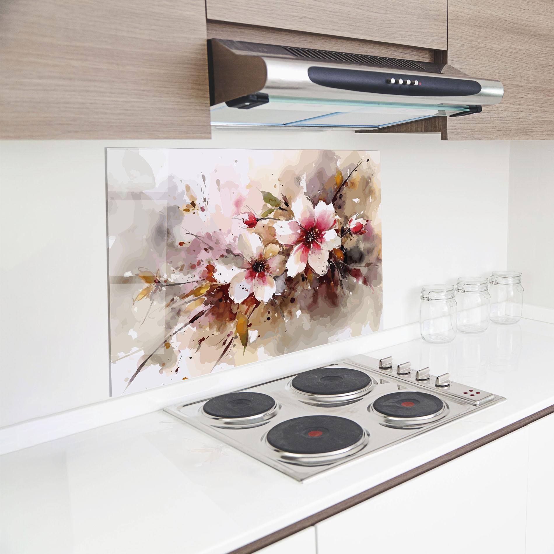 Panou Sticla Bucatarie Beautiful Cherry Flower mockup 8