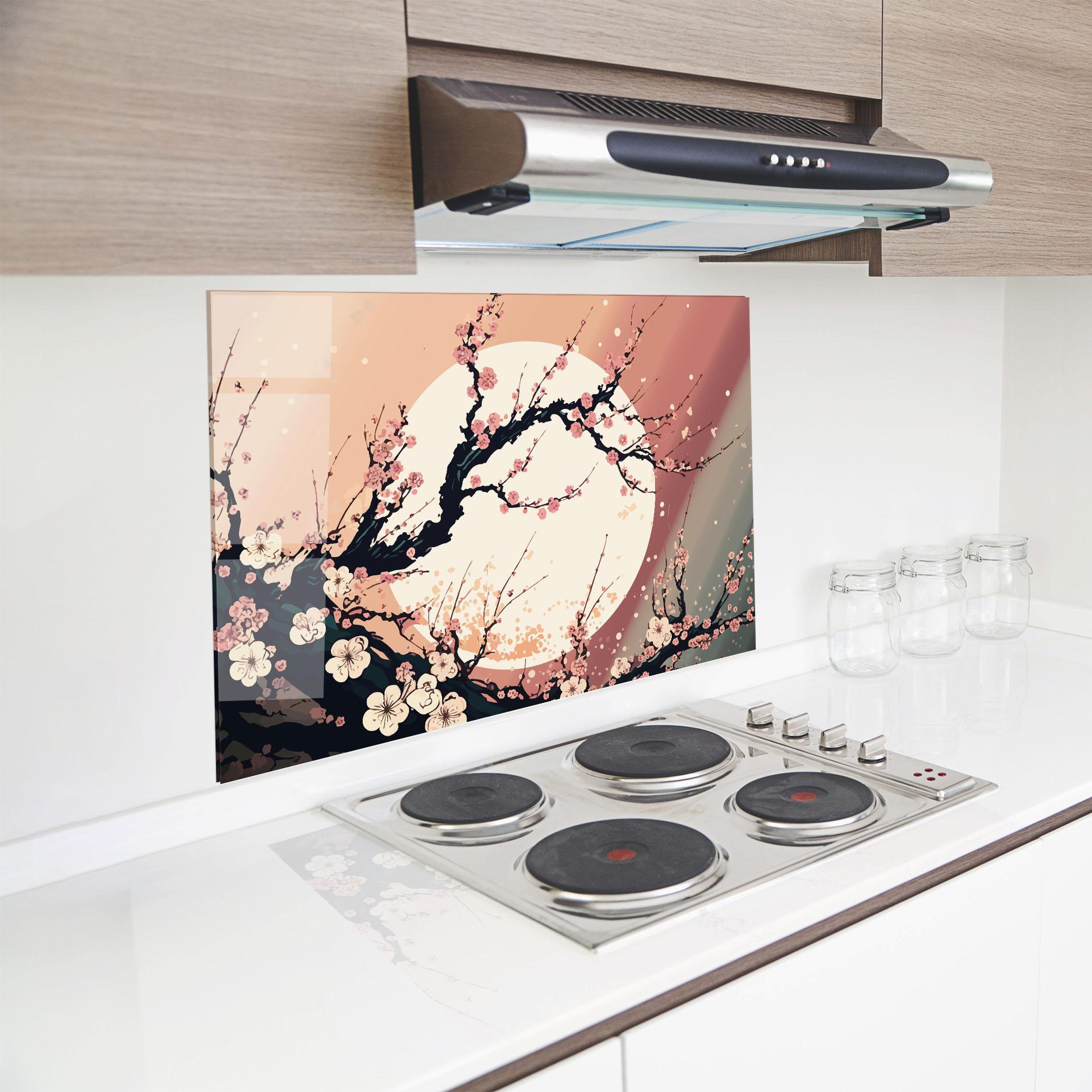 Panou Sticla Bucatarie Blossom Full Moon mockup 8
