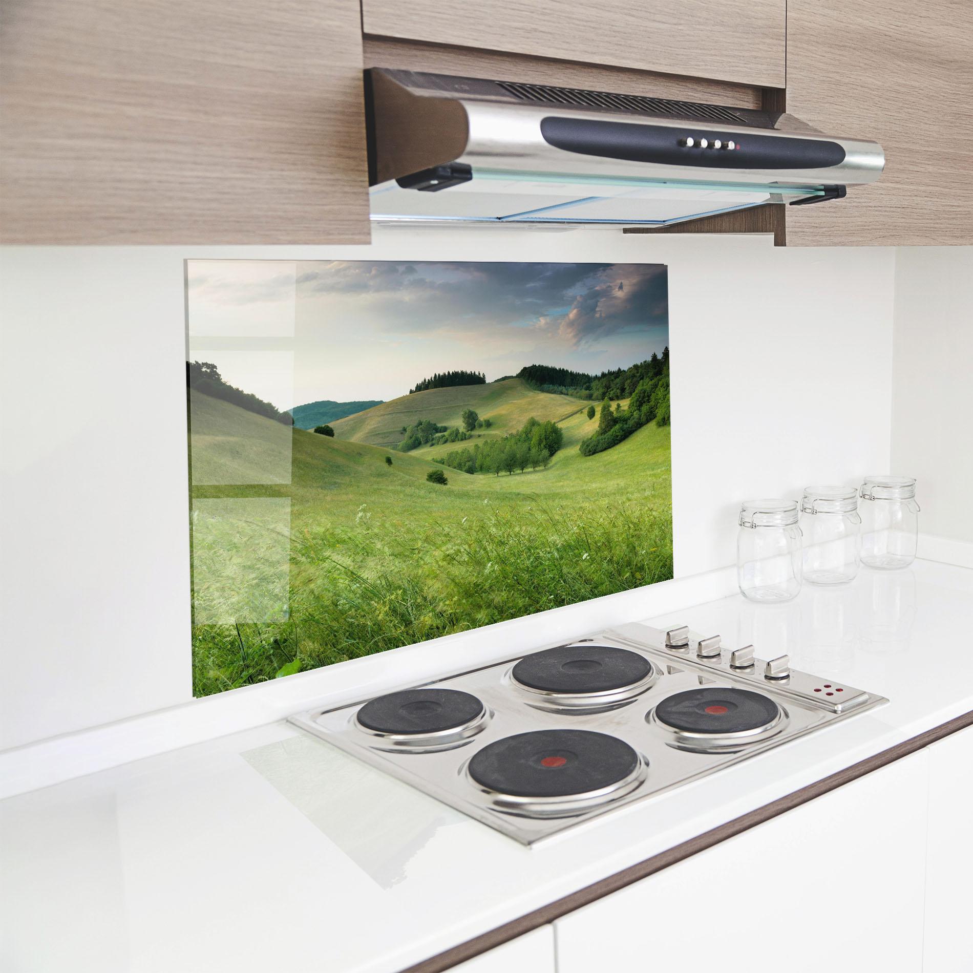 Panou Sticla Bucatarie Green Field View mockup 8